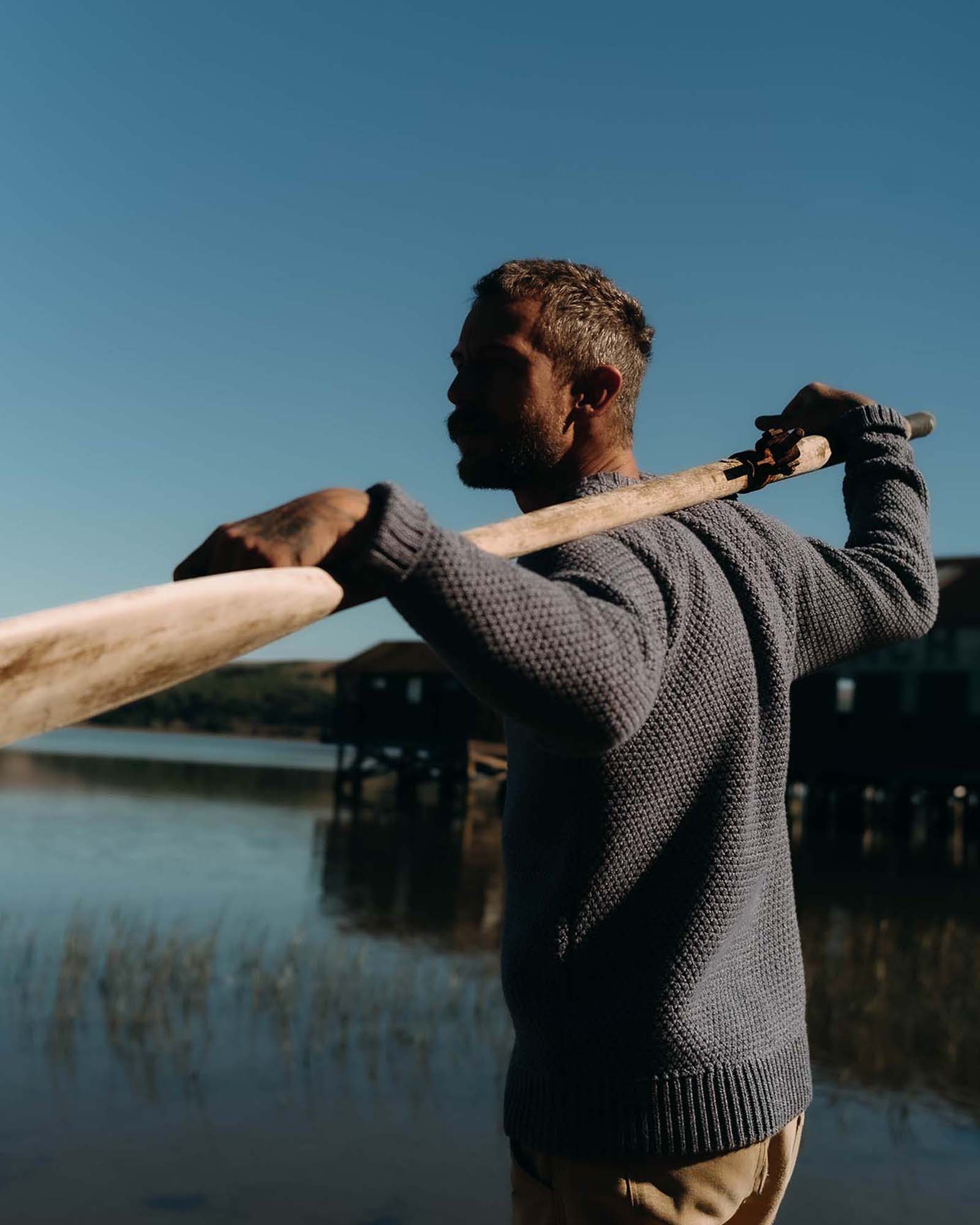 The Fisherman Sweater in Blue Melange - Image 3