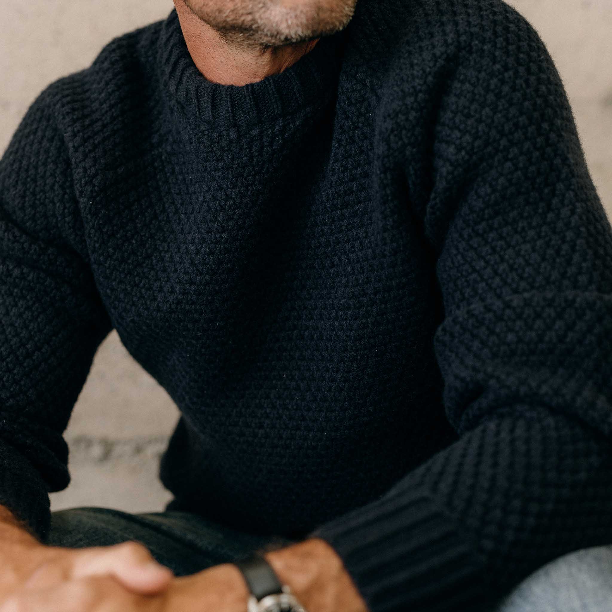 The Fisherman Sweater in Dark Navy Merino - Image 3