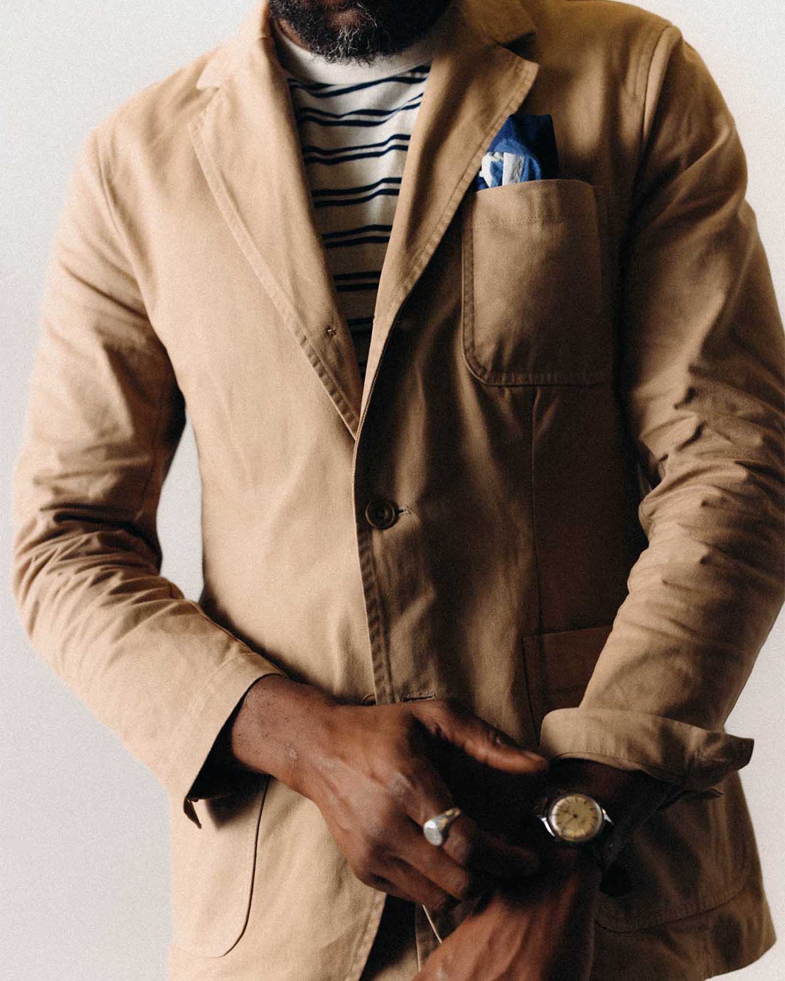 The Foundation Sportcoat in Organic Khaki Twill - Image 3