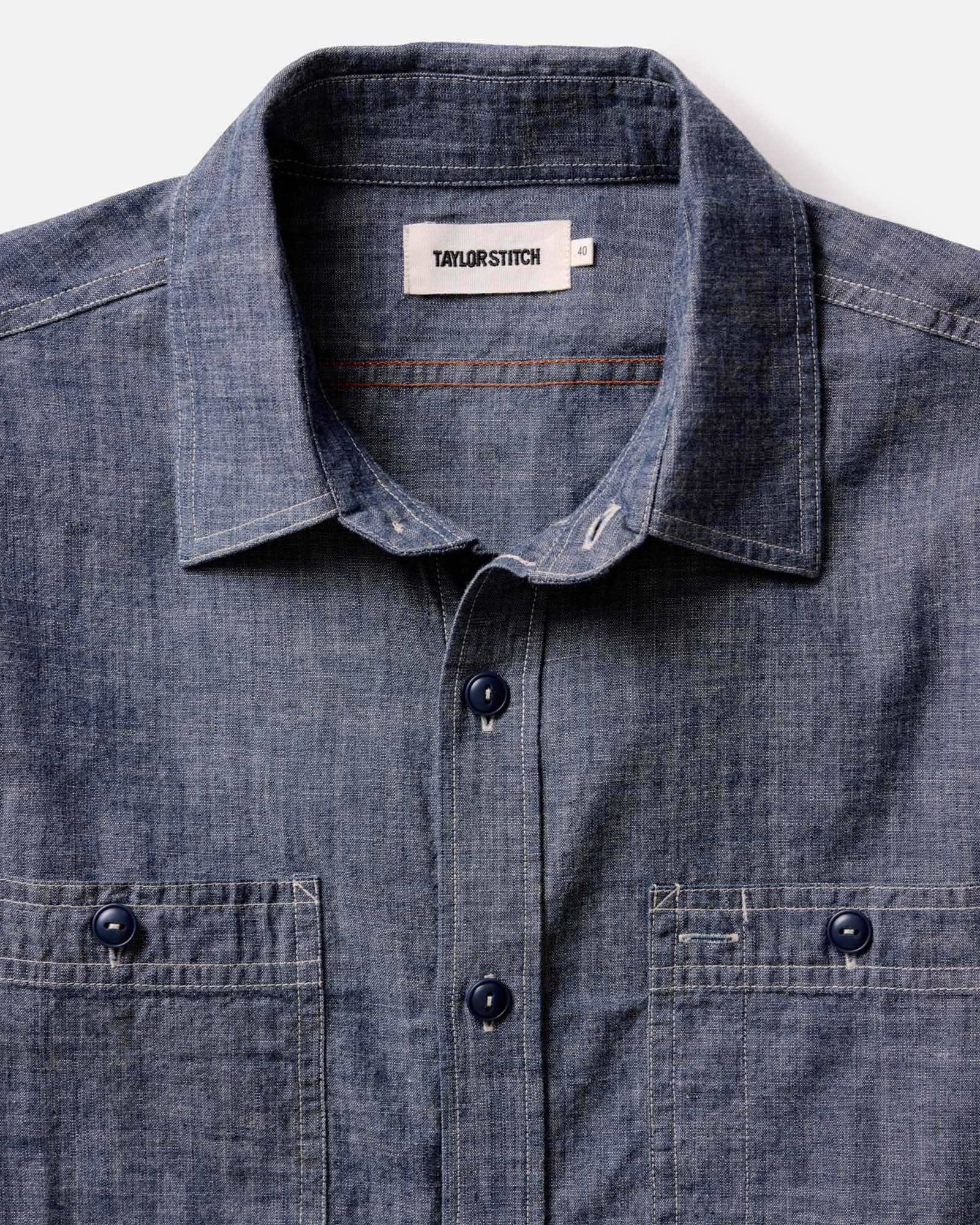 The Foundry Shirt in Rinsed Indigo Chambray - Image 5