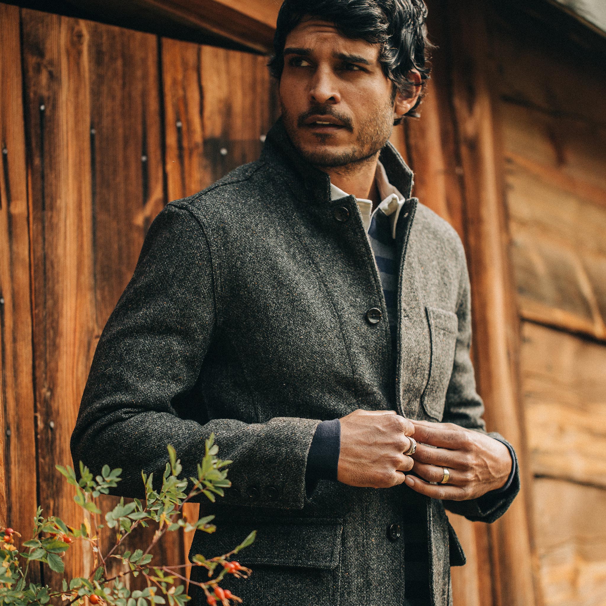 The Gibson Jacket in Charcoal Birdseye Wool - Image 2