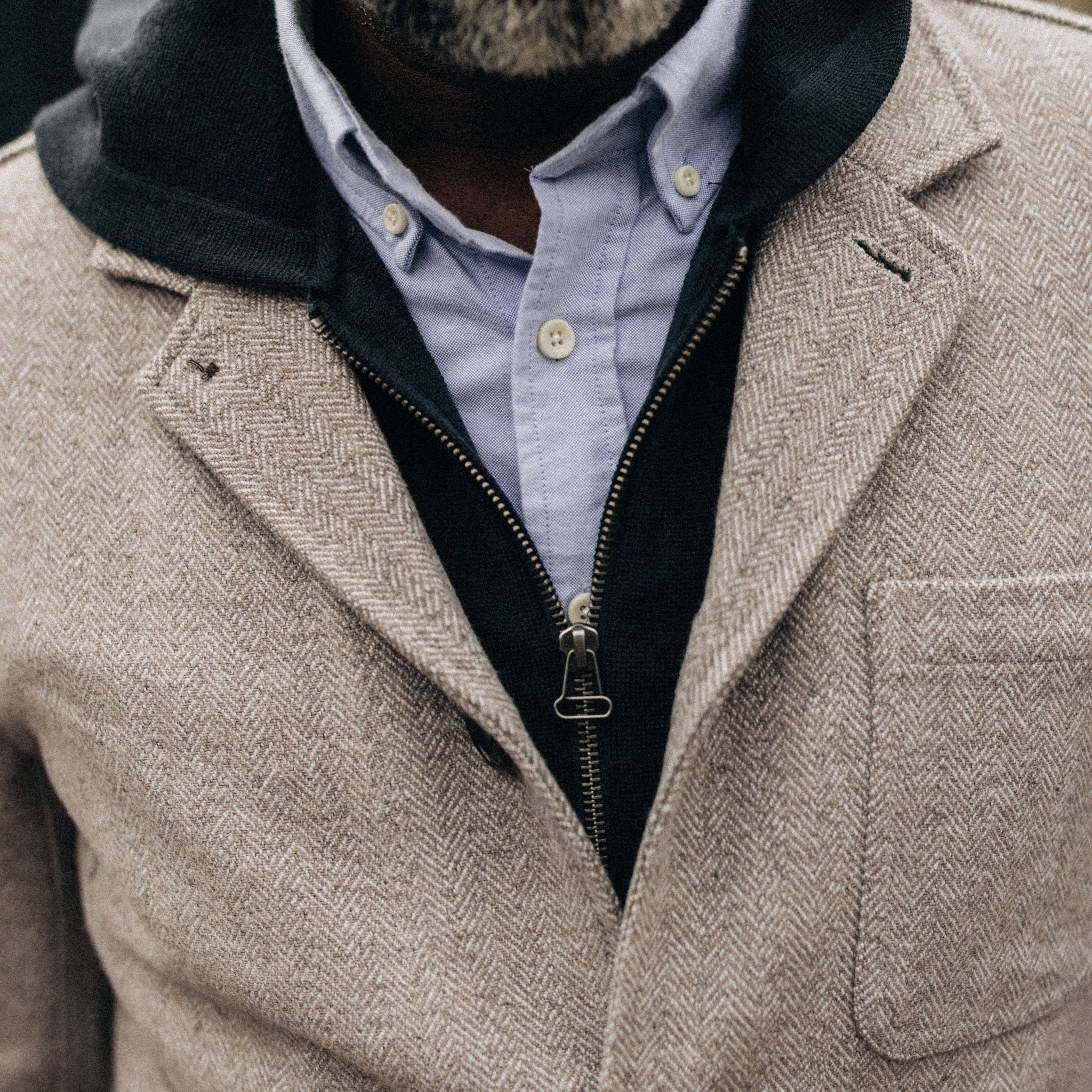 The Gibson Jacket in Heathered Oat Nep Herringbone - Image 3