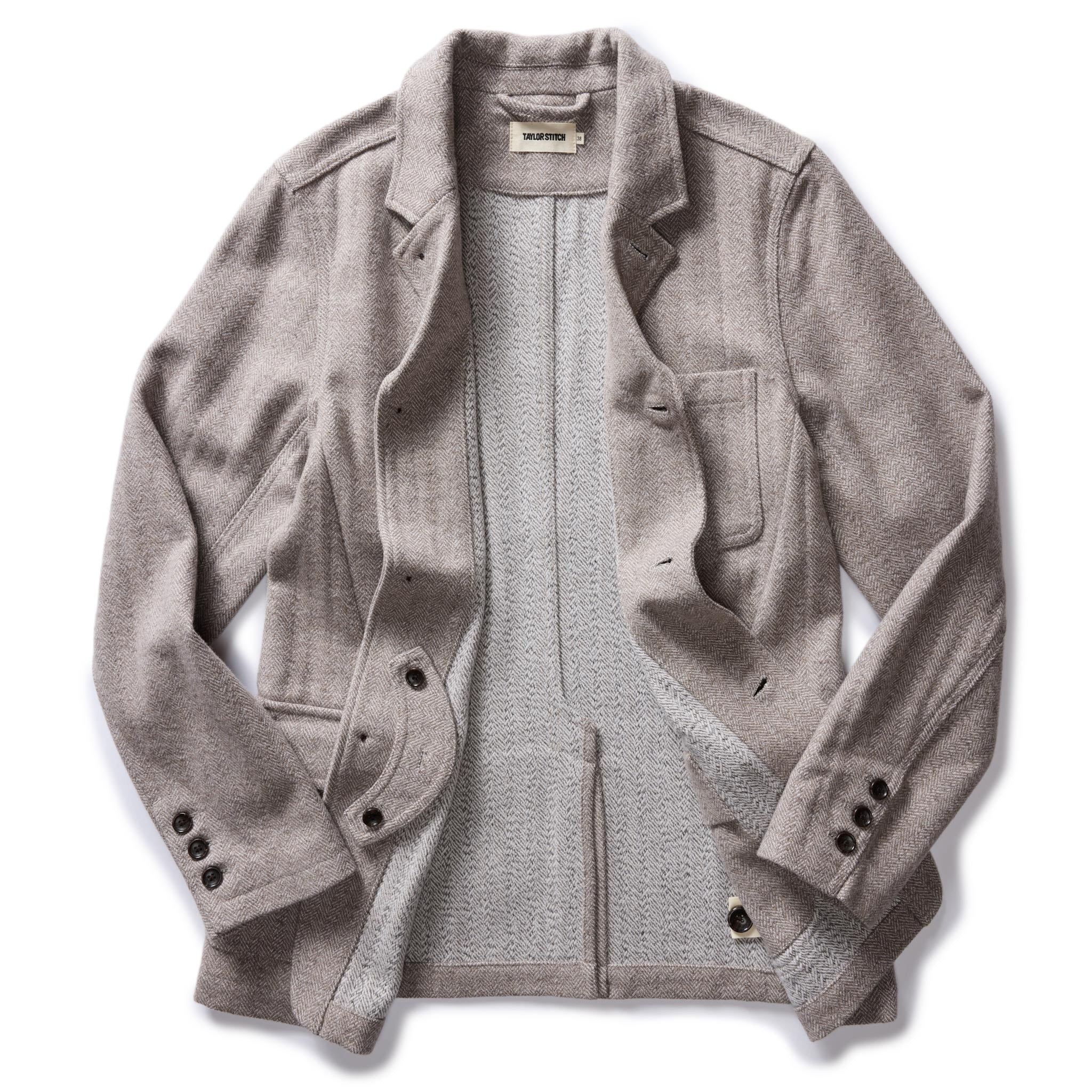 The Gibson Jacket in Heathered Oat Nep Herringbone - Image 6
