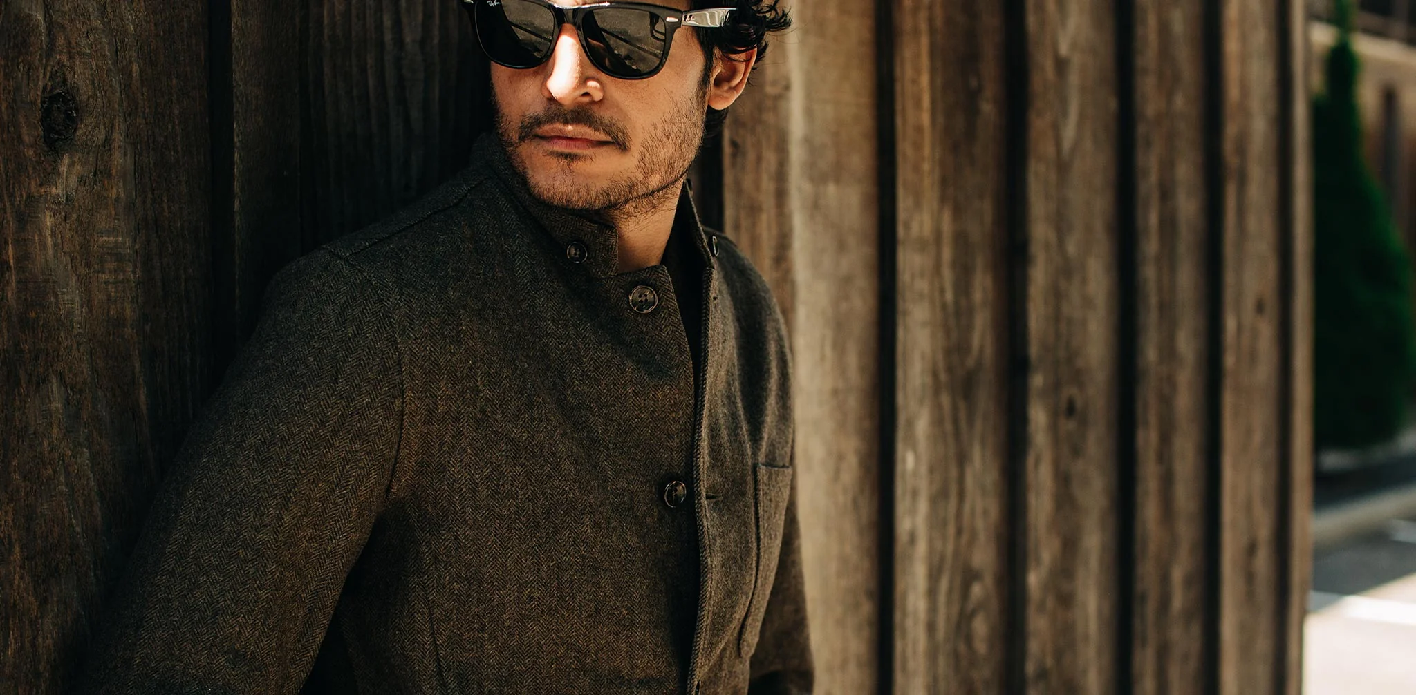 The Gibson Jacket in Olive Herringbone Wool - Image 11