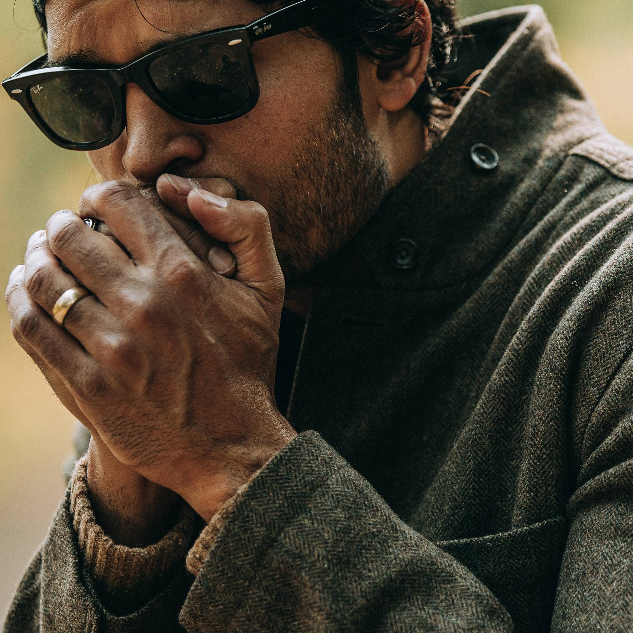 The Gibson Jacket in Olive Herringbone Wool - Image 3