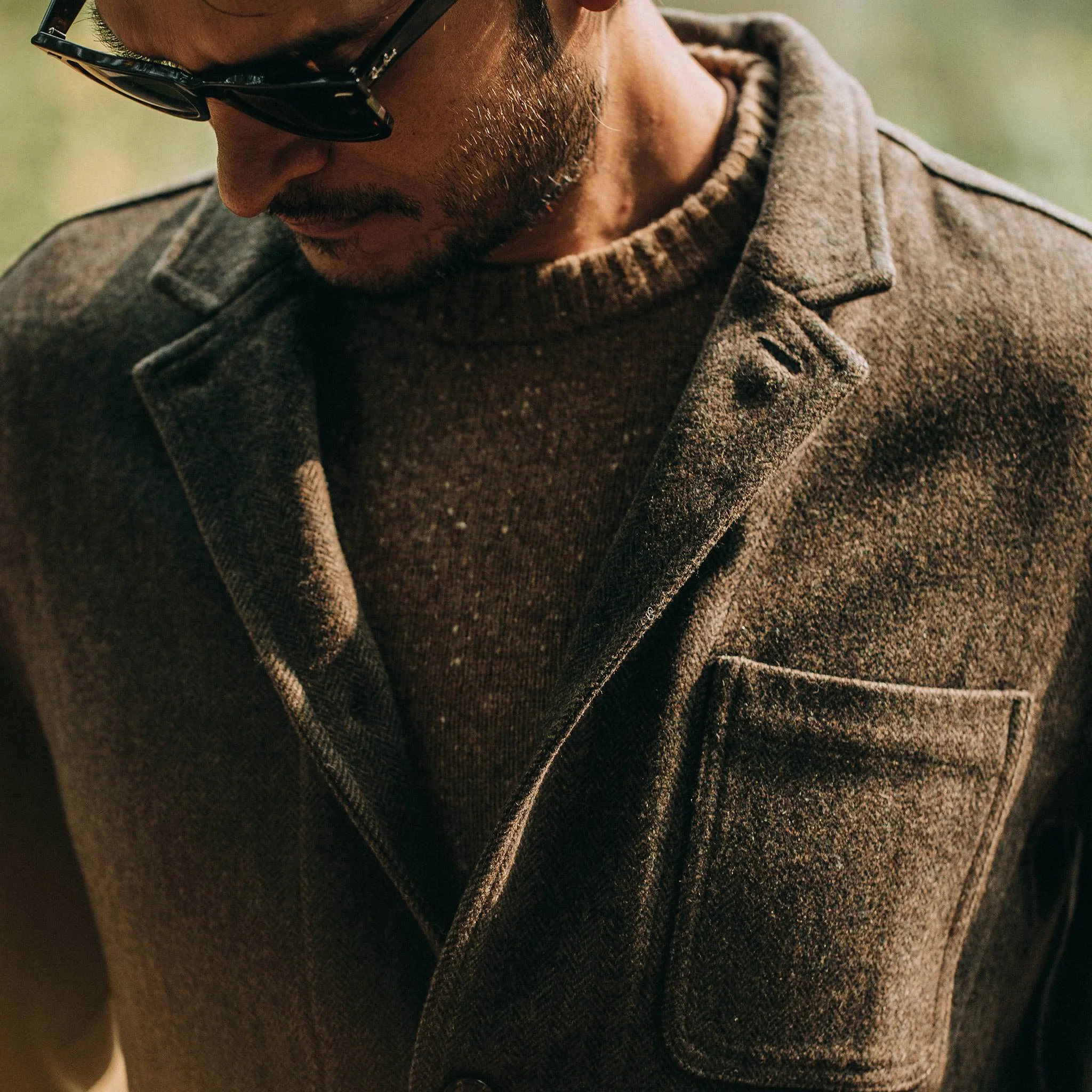 The Gibson Jacket in Olive Herringbone Wool - Image 5