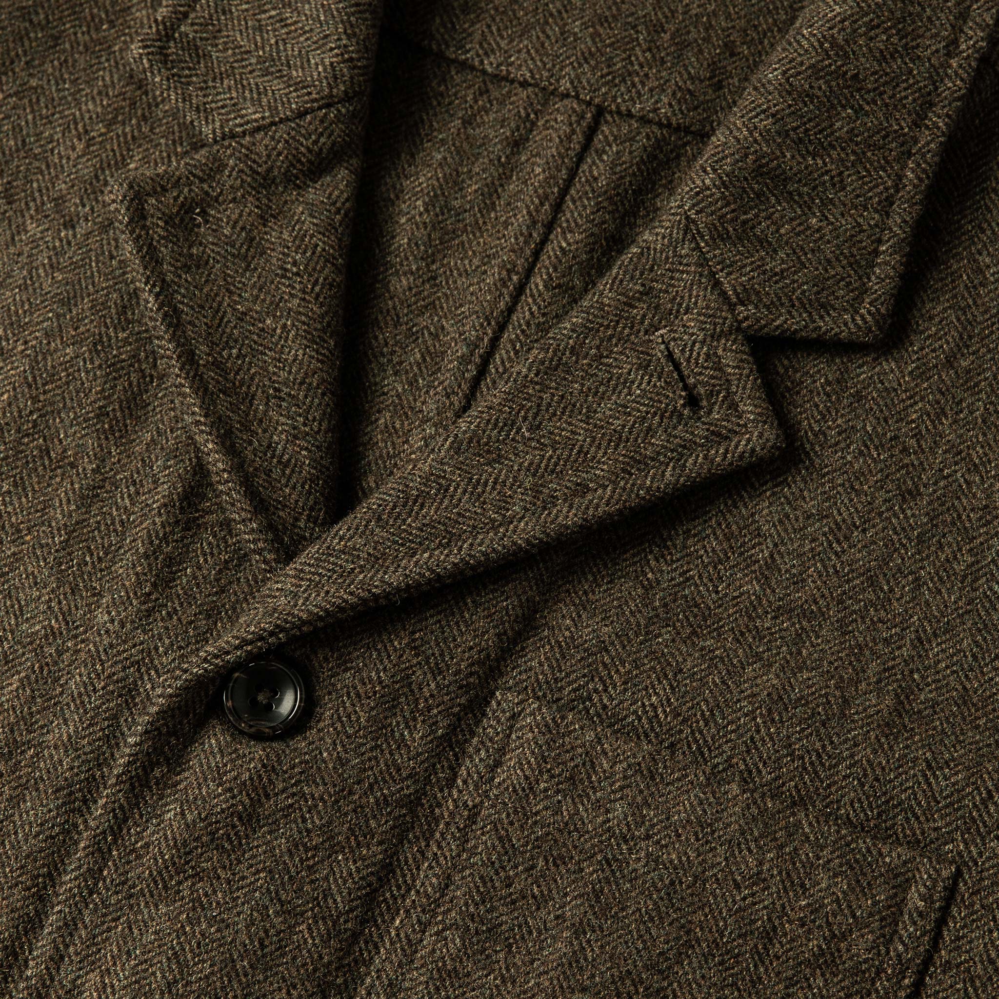 The Gibson Jacket in Olive Herringbone Wool - Image 7