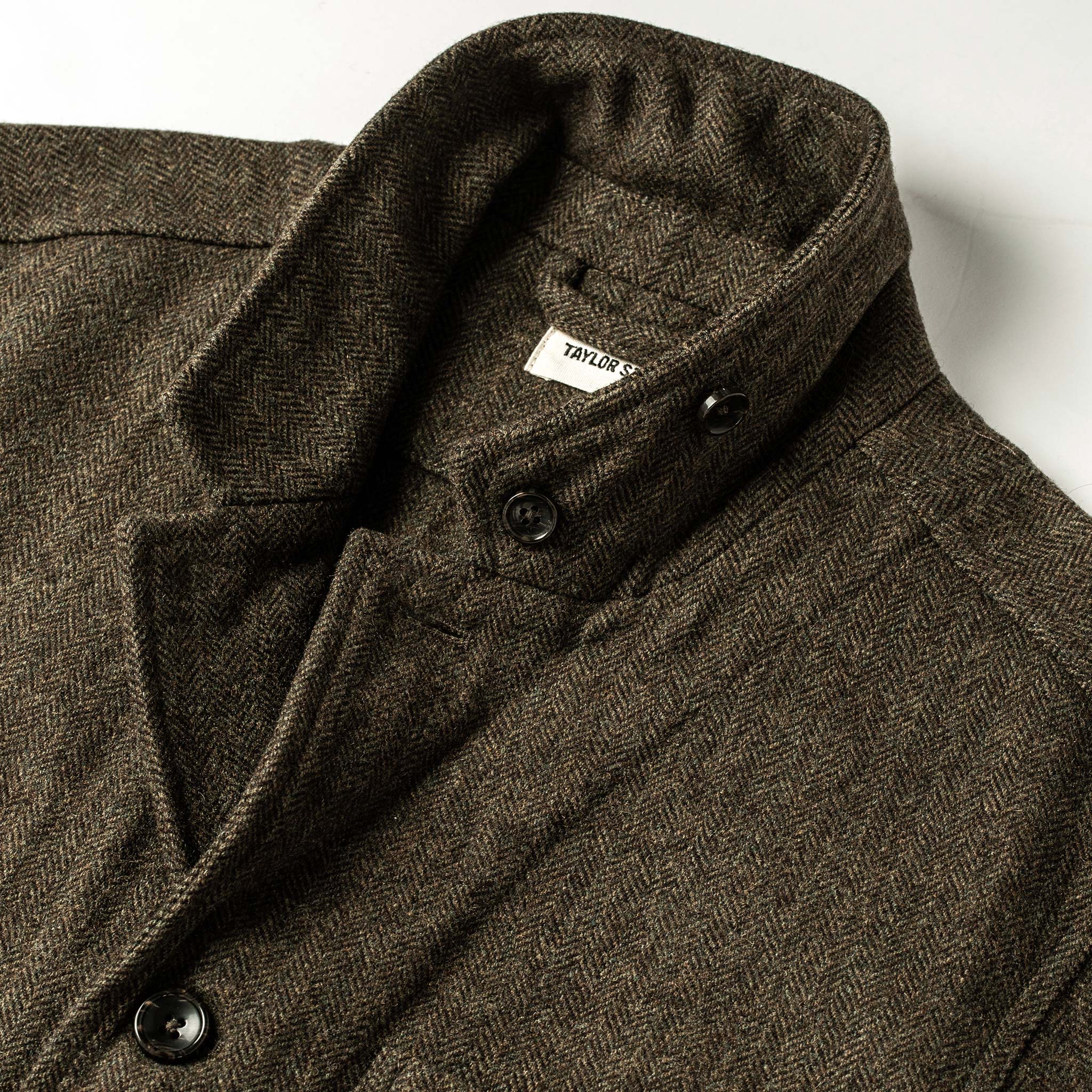The Gibson Jacket in Olive Herringbone Wool - Image 8