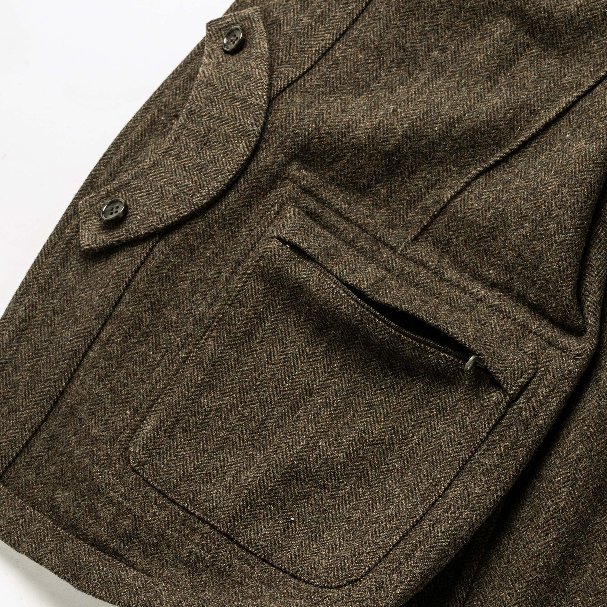 The Gibson Jacket in Olive Herringbone Wool - Image 9