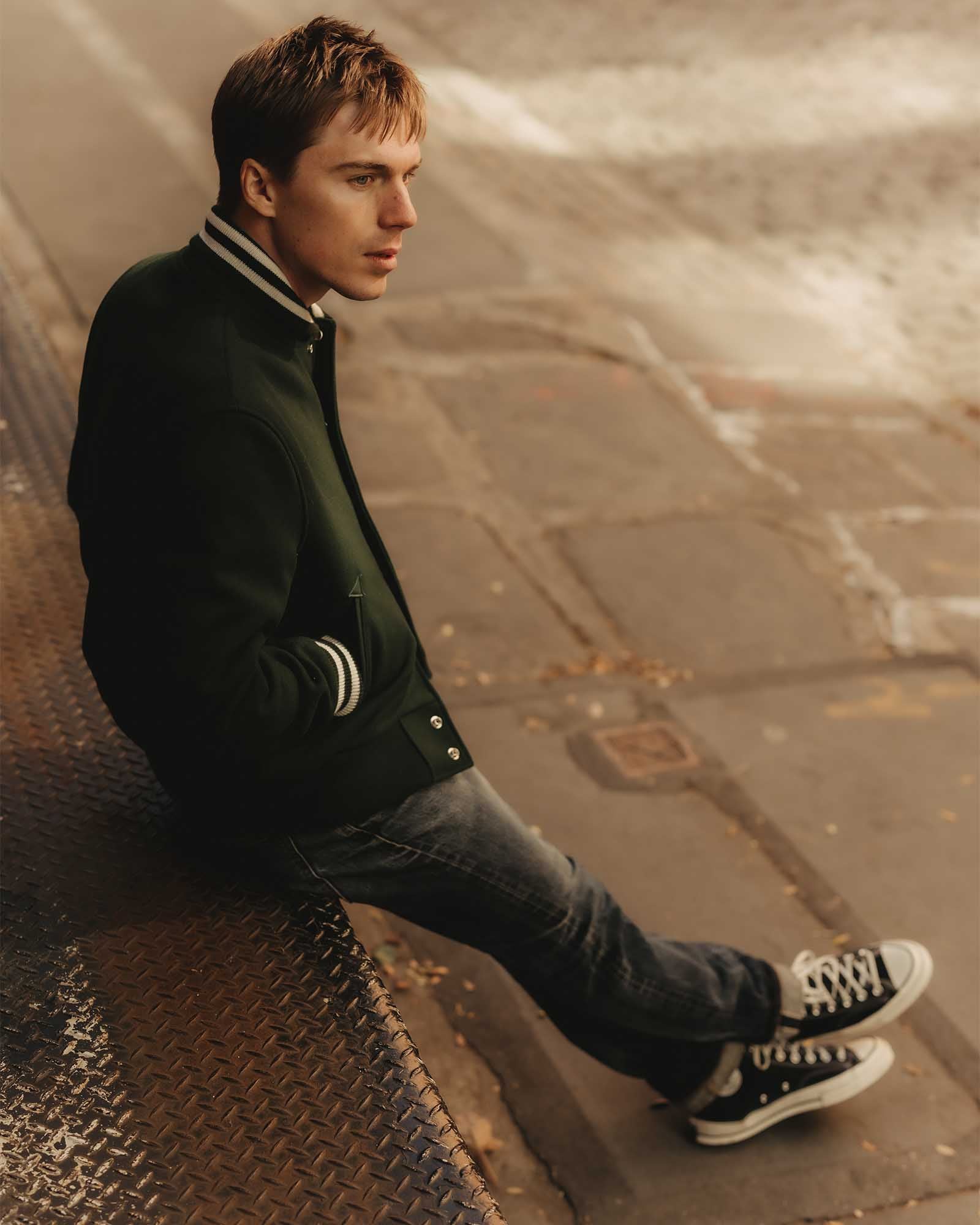 The Golden Bear Snap Bomber in Ivy Wool - Image 4