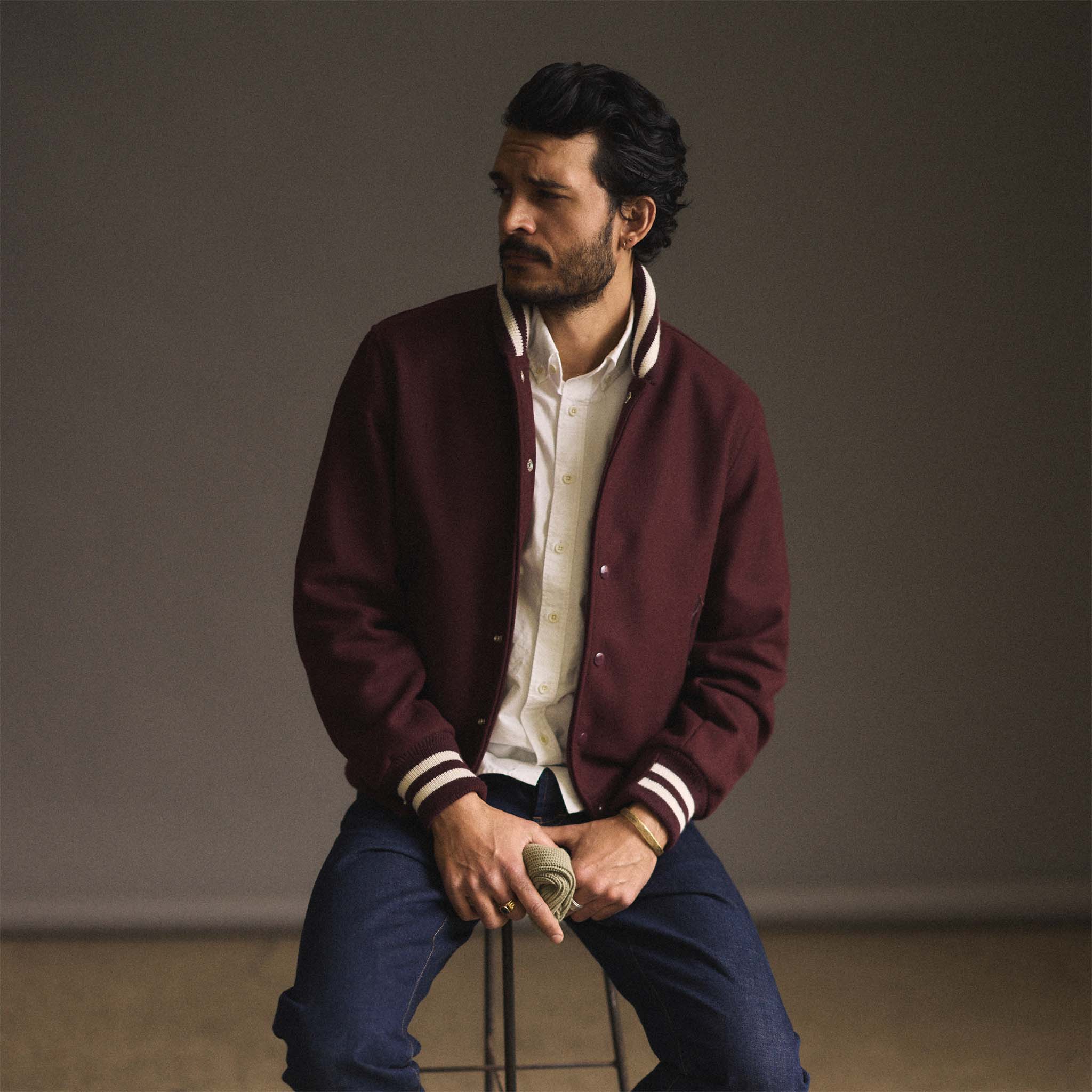 The Golden Bear Snap Bomber in Port Wool - Image 2