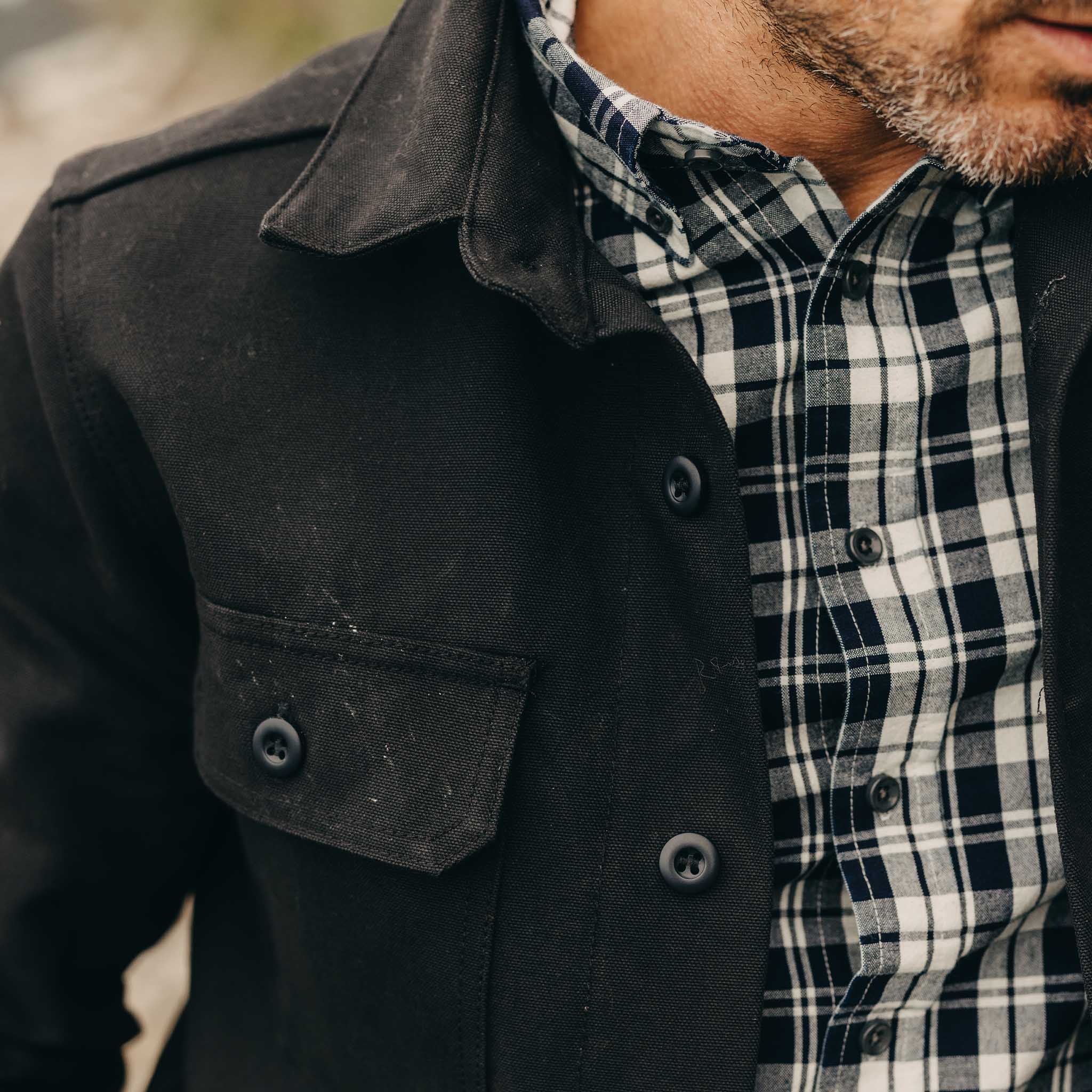 The Good Acre Forge Overshirt in Black Canvas - Image 3