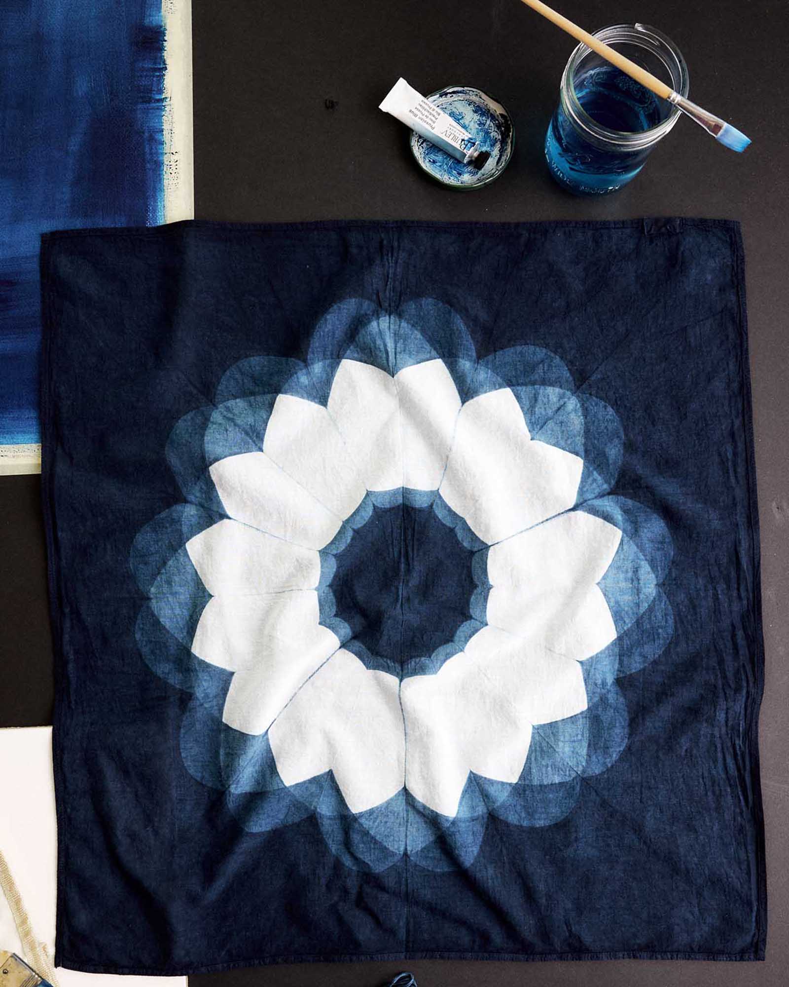 The Hand Dyed Bandana in Indigo Sunflower - Image 3