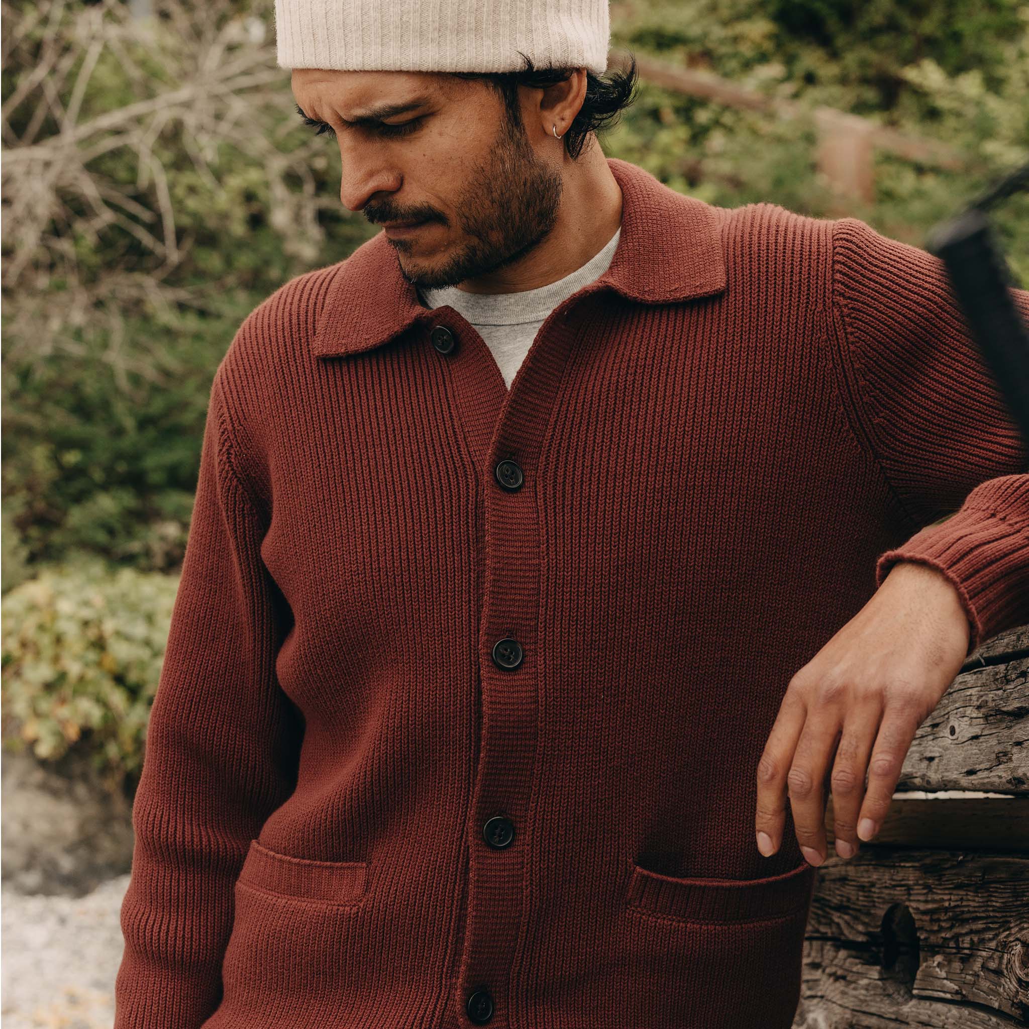 The Harbor Sweater Jacket in Mahogany - Image 3