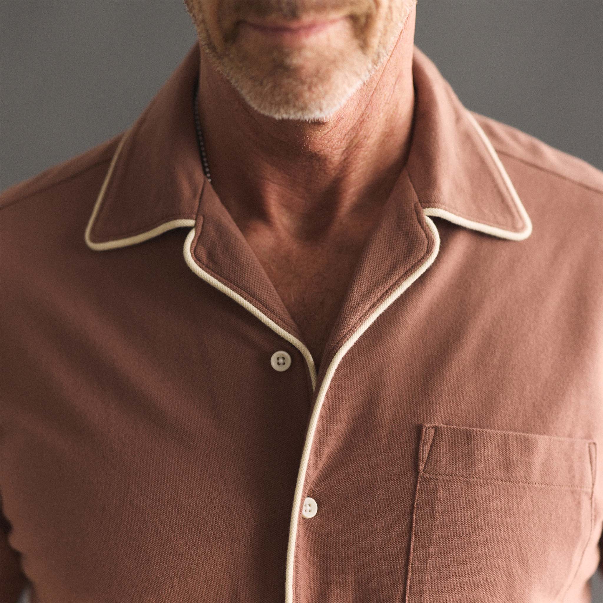 The Harwich Shirt in Faded Brick Tipped Pique - Image 3