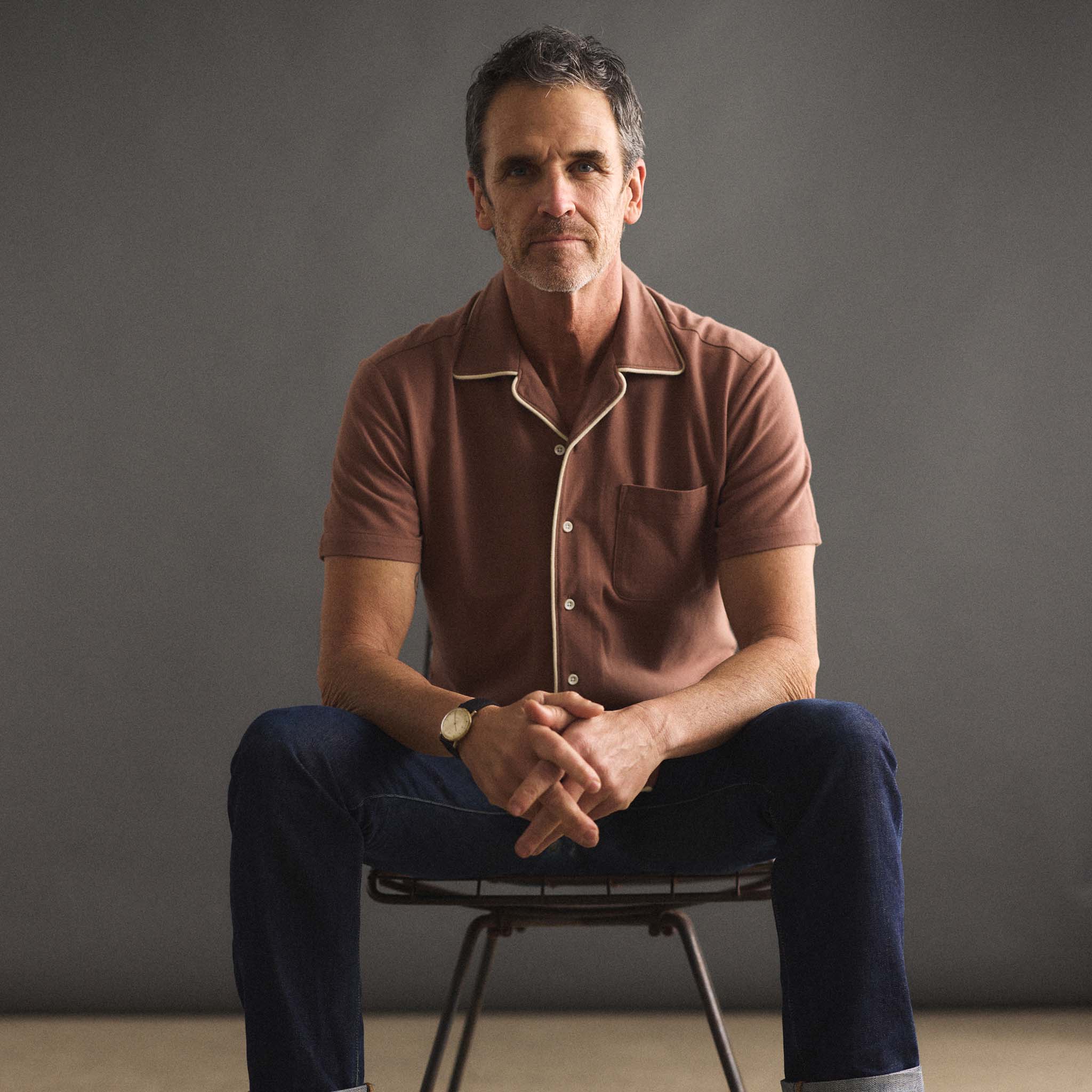 The Harwich Shirt in Faded Brick Tipped Pique - Image 4
