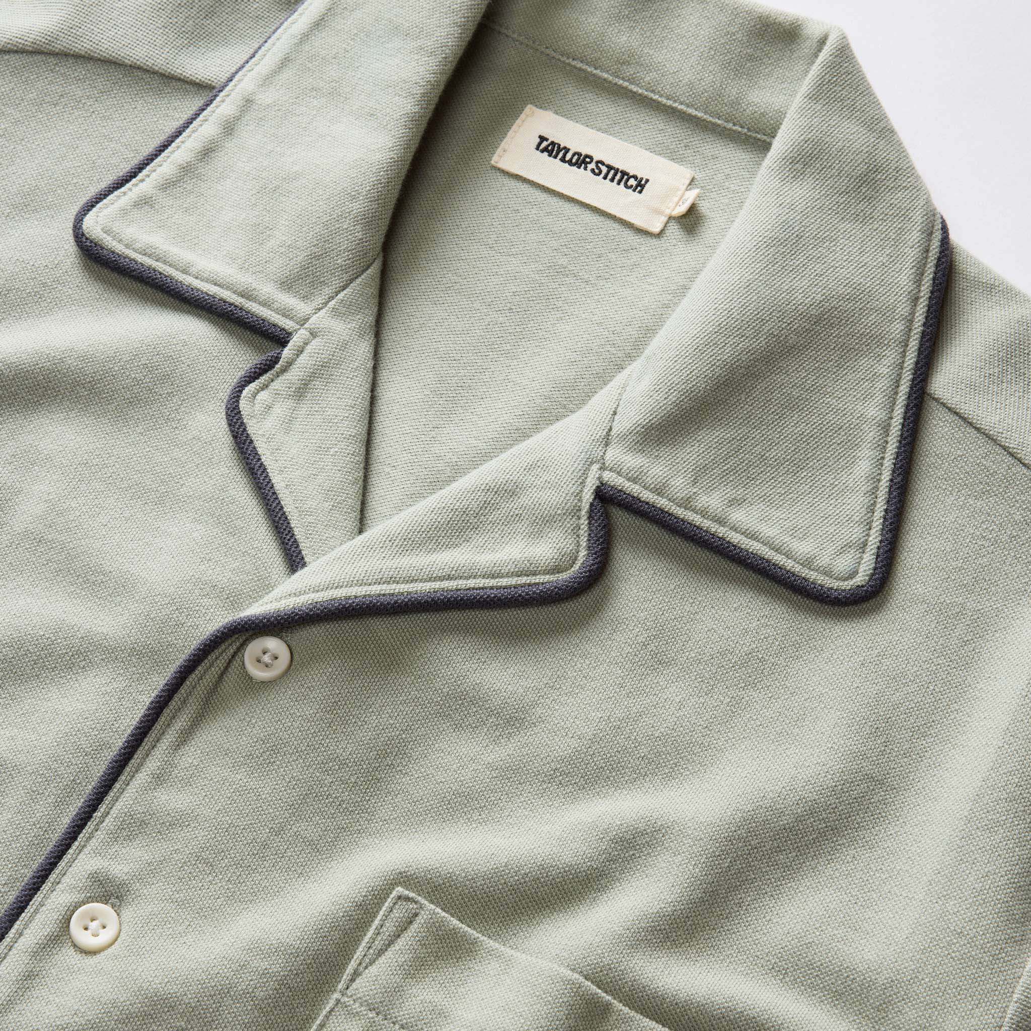 The Harwich Shirt in Surf Green Tipped Pique - Image 6