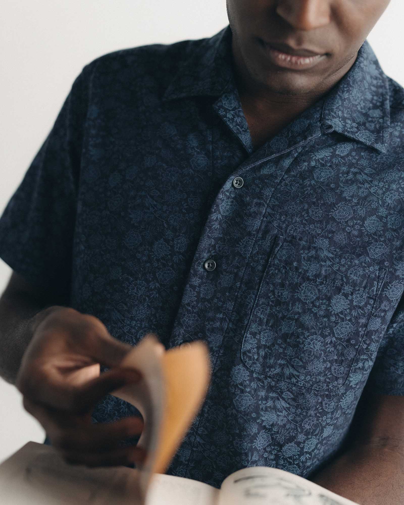 The Hawthorne Shirt in Japanese Night Bloom Jacquard - Image 2