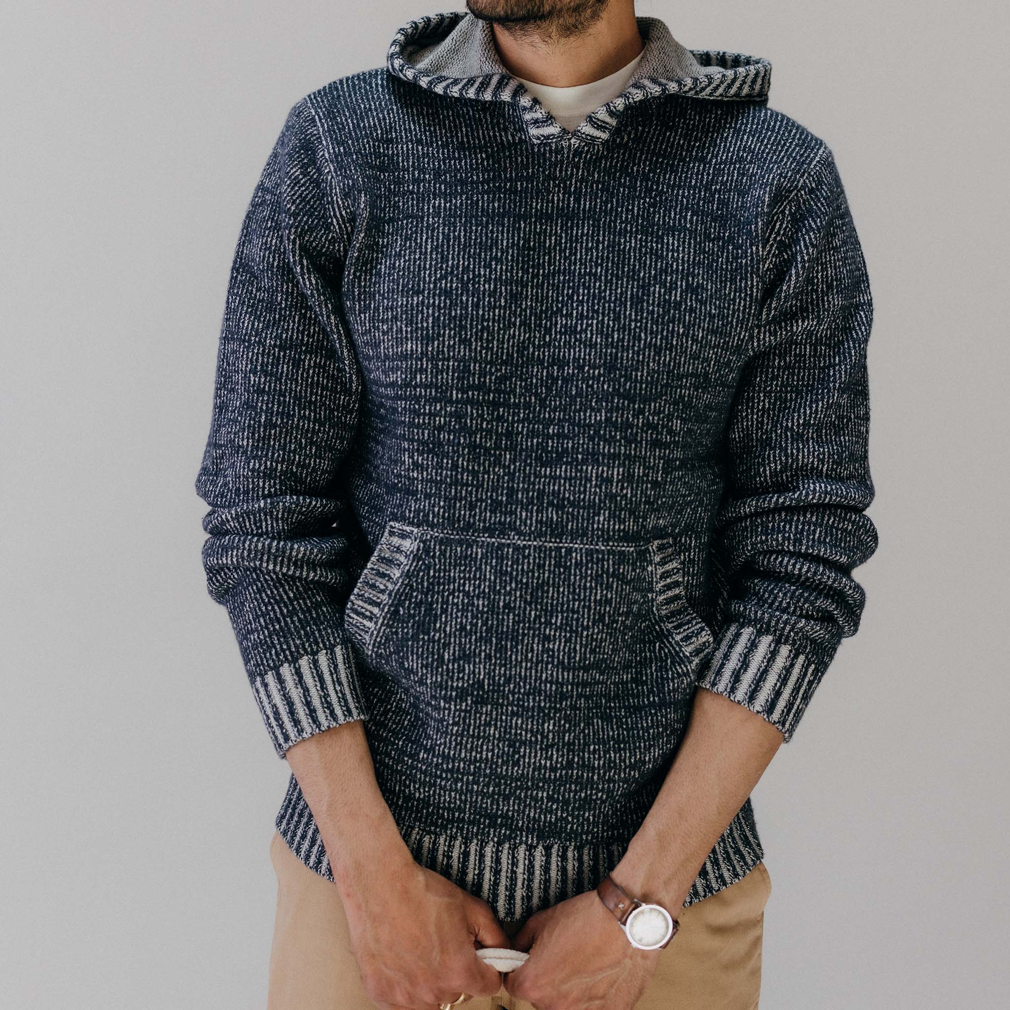 The Headland Pullover Sweater in Marled Navy - Image 3