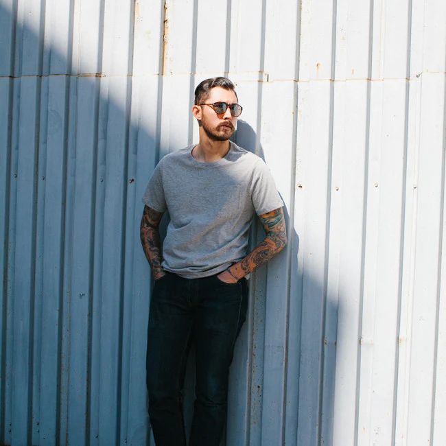 The Crewneck Pocket Tee in Heather Grey - Image 2