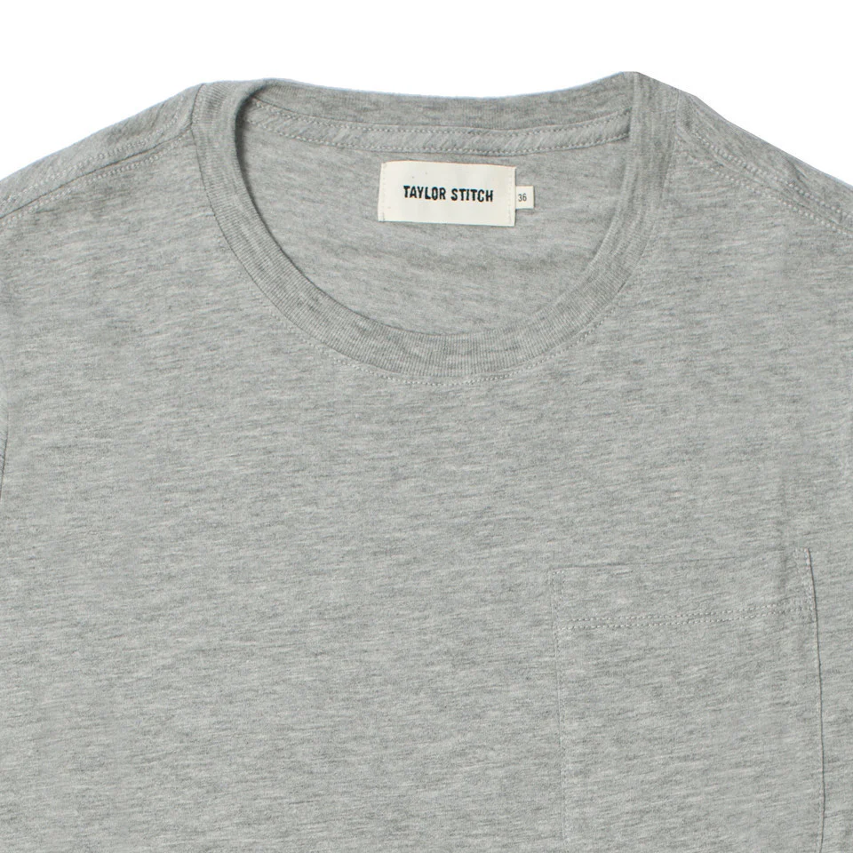 The Crewneck Pocket Tee in Heather Grey - Image 3