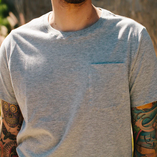 The Crewneck Pocket Tee in Heather Grey - Image 5