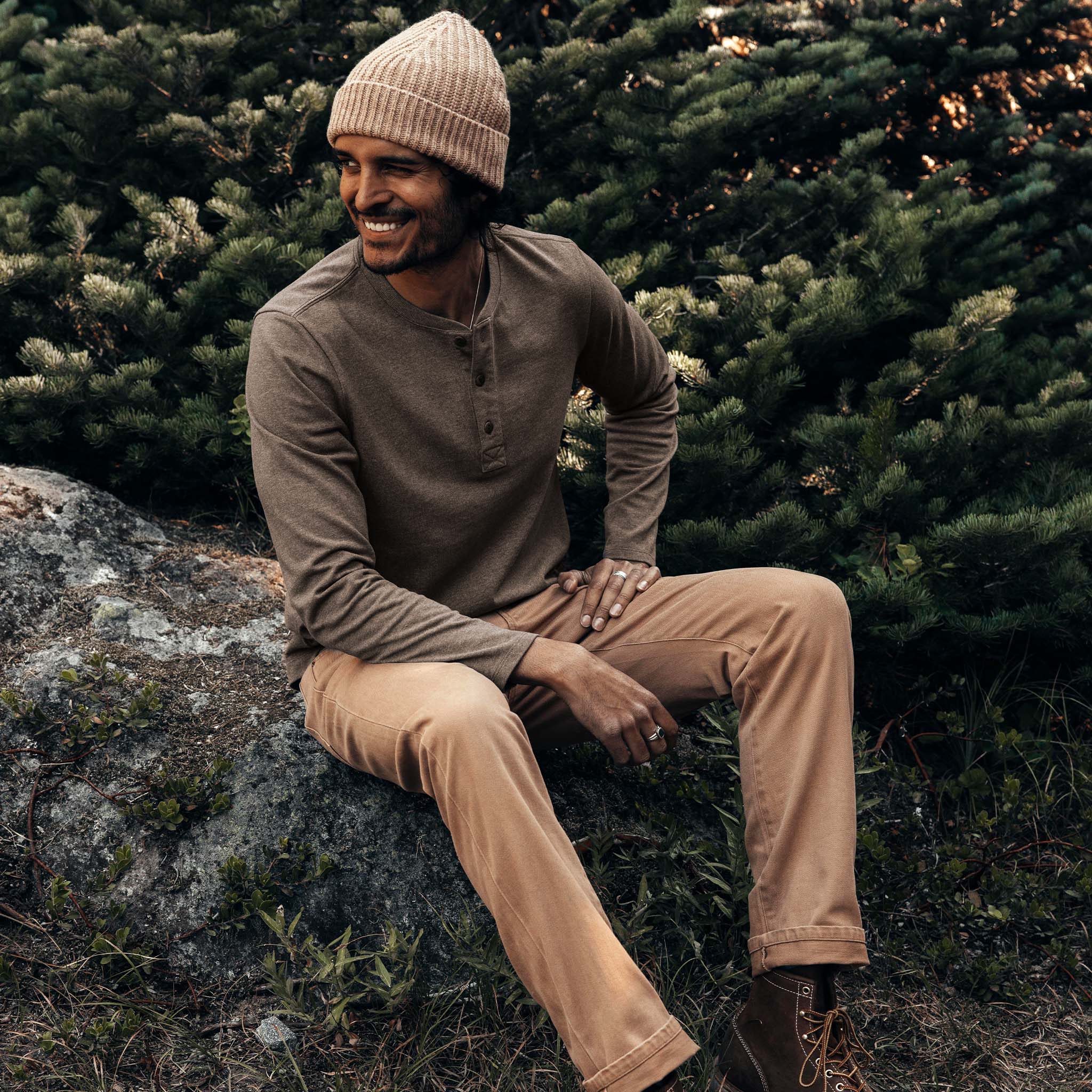 The Heavy Bag Henley in Walnut - Image 2