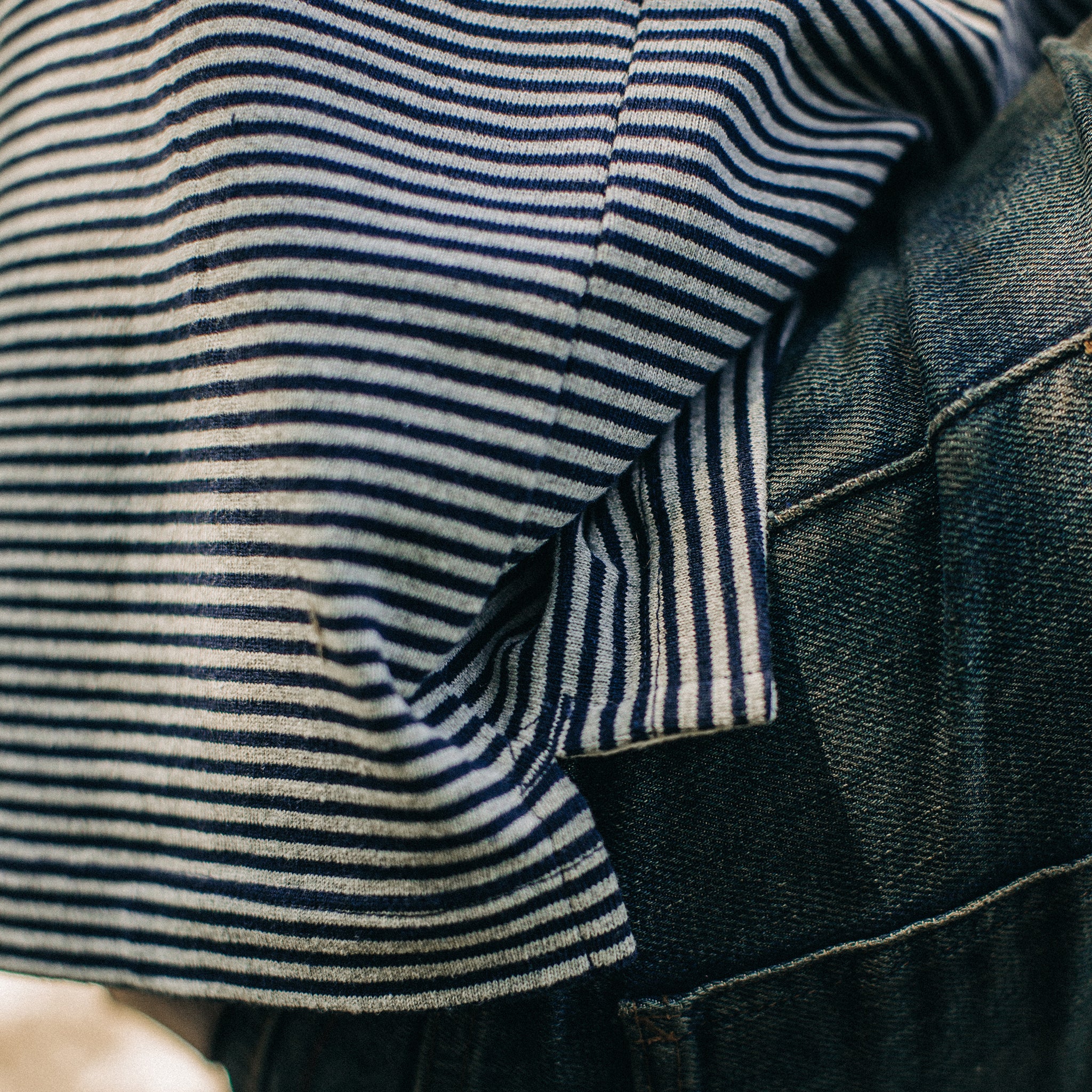 The Heavy Bag Polo in Navy and Ash Stripe - Image 3