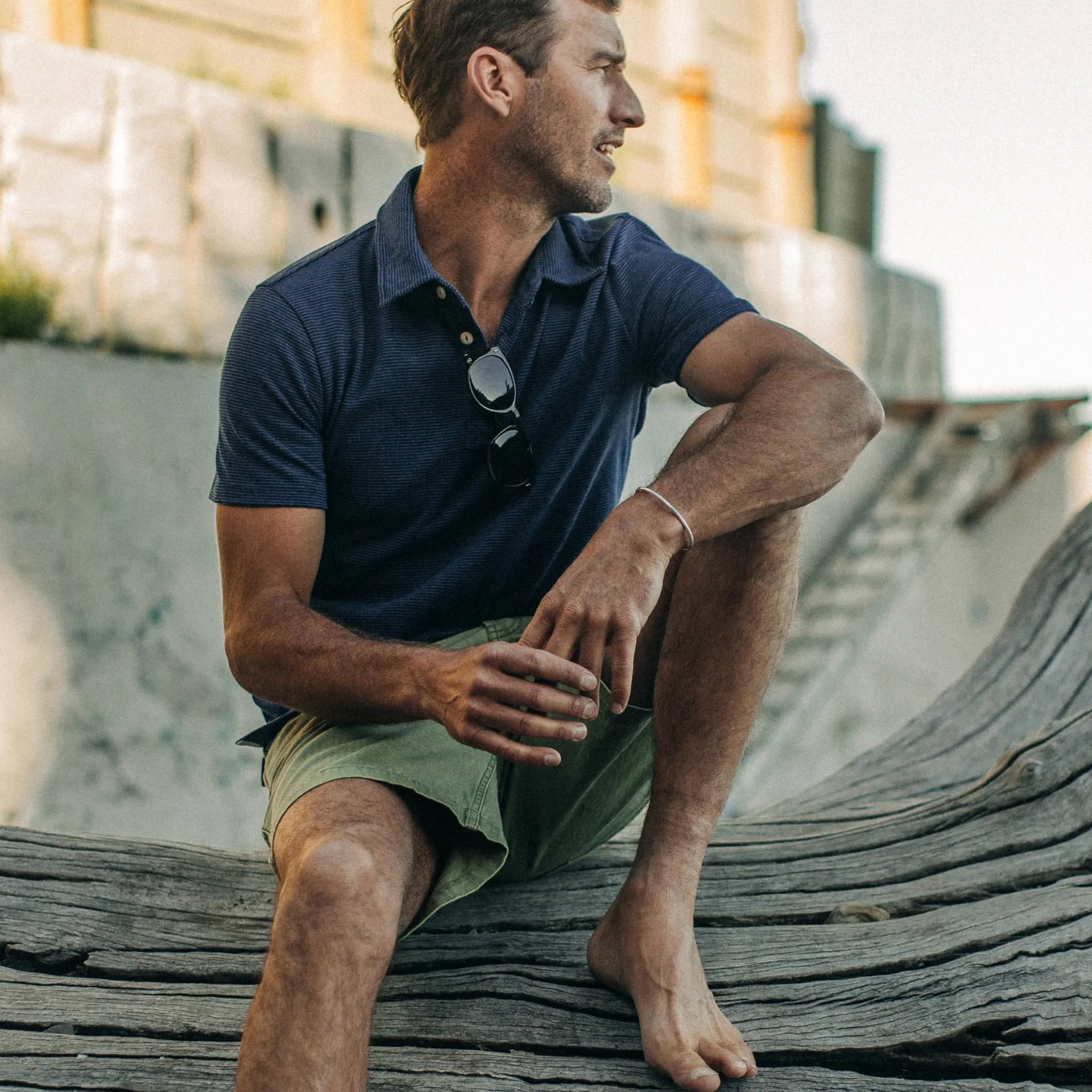 The Heavy Bag Polo in Navy Stripe - Image 2
