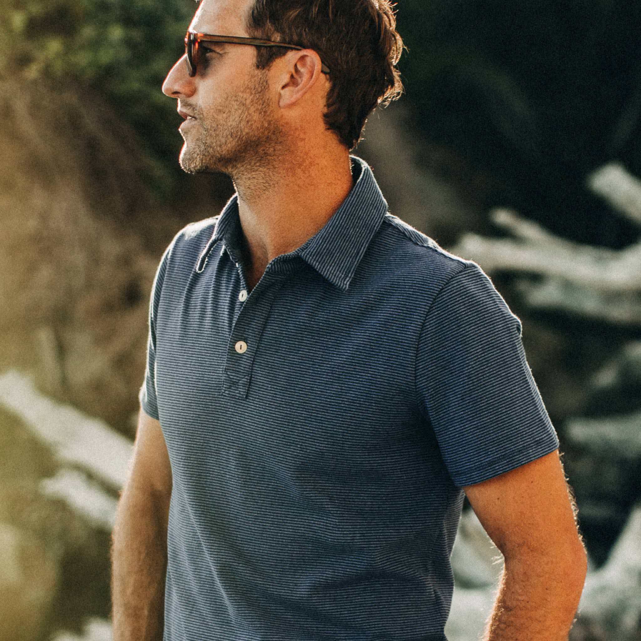 The Heavy Bag Polo in Navy Stripe - Image 3