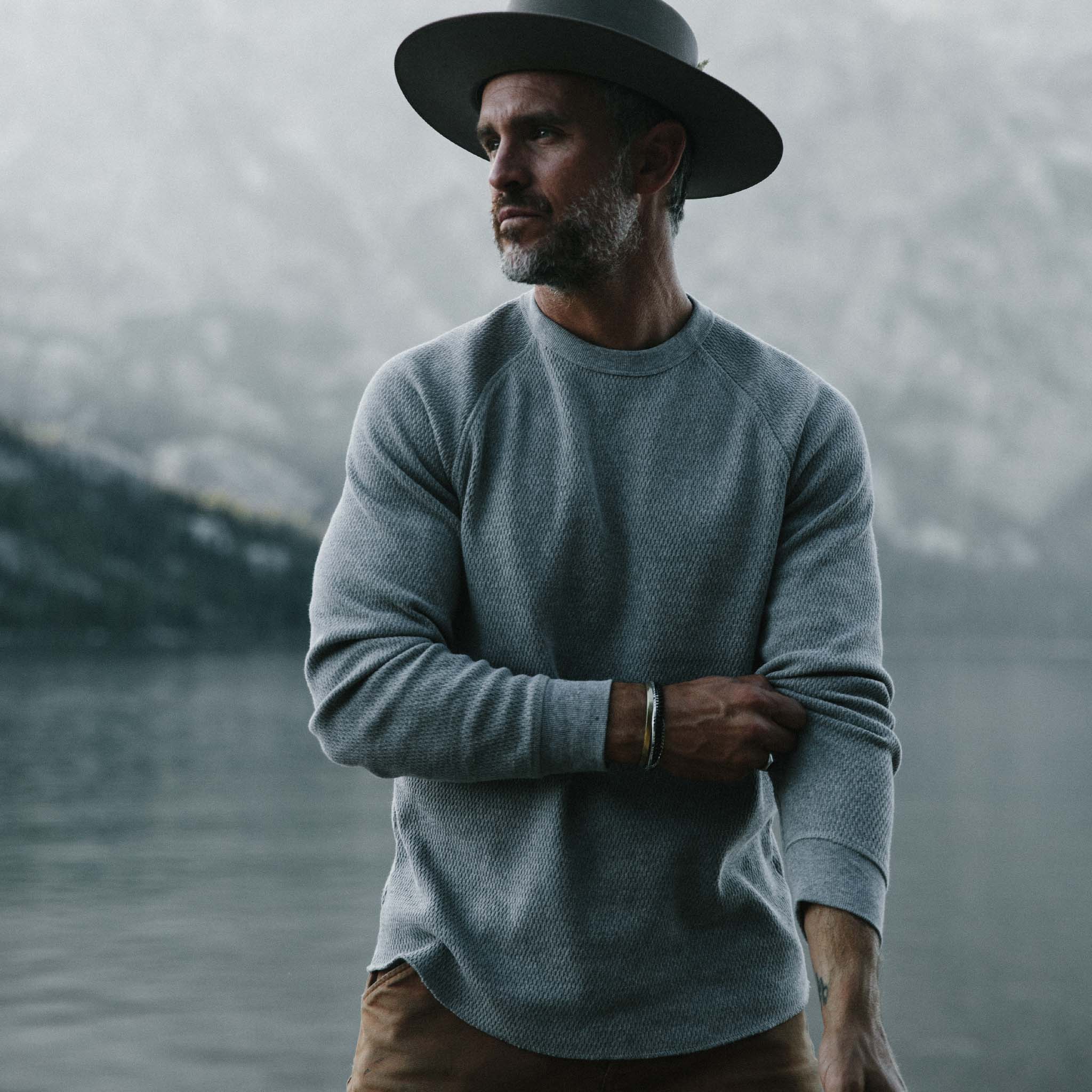 The Heavy Bag Waffle Crewneck in Aluminum - Image 2
