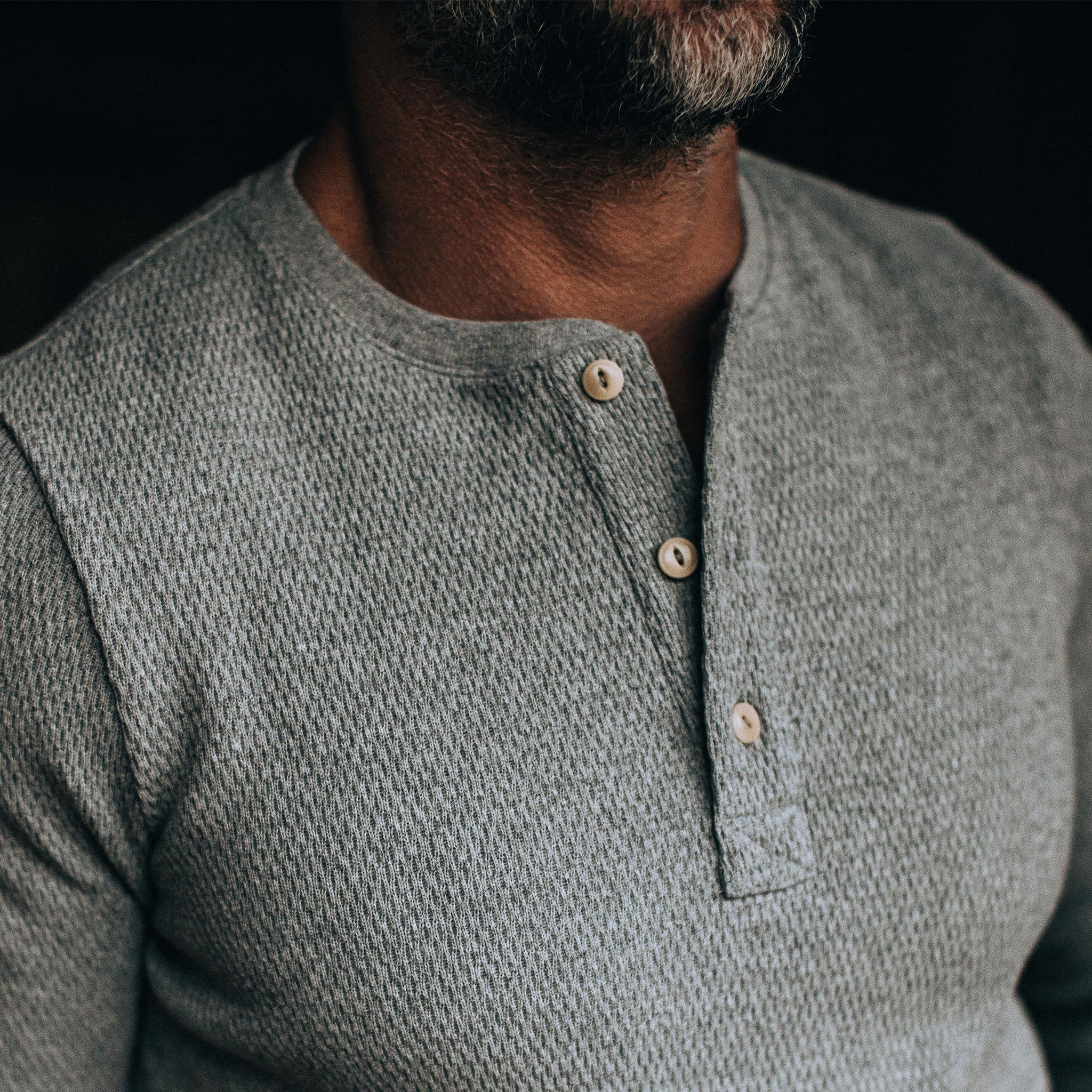 The Heavy Bag Waffle Henley in Ash - Image 3