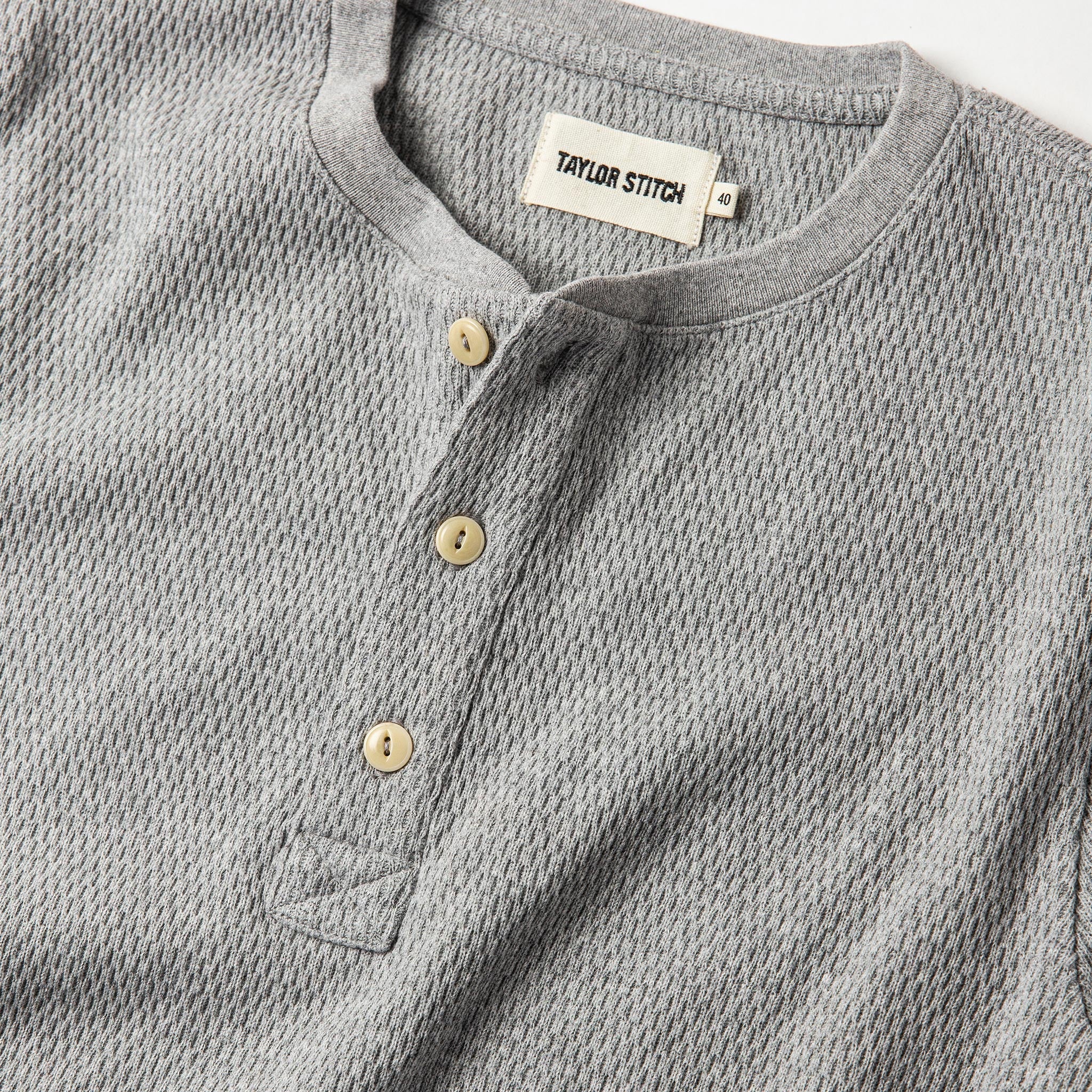 The Heavy Bag Waffle Henley in Ash - Image 6