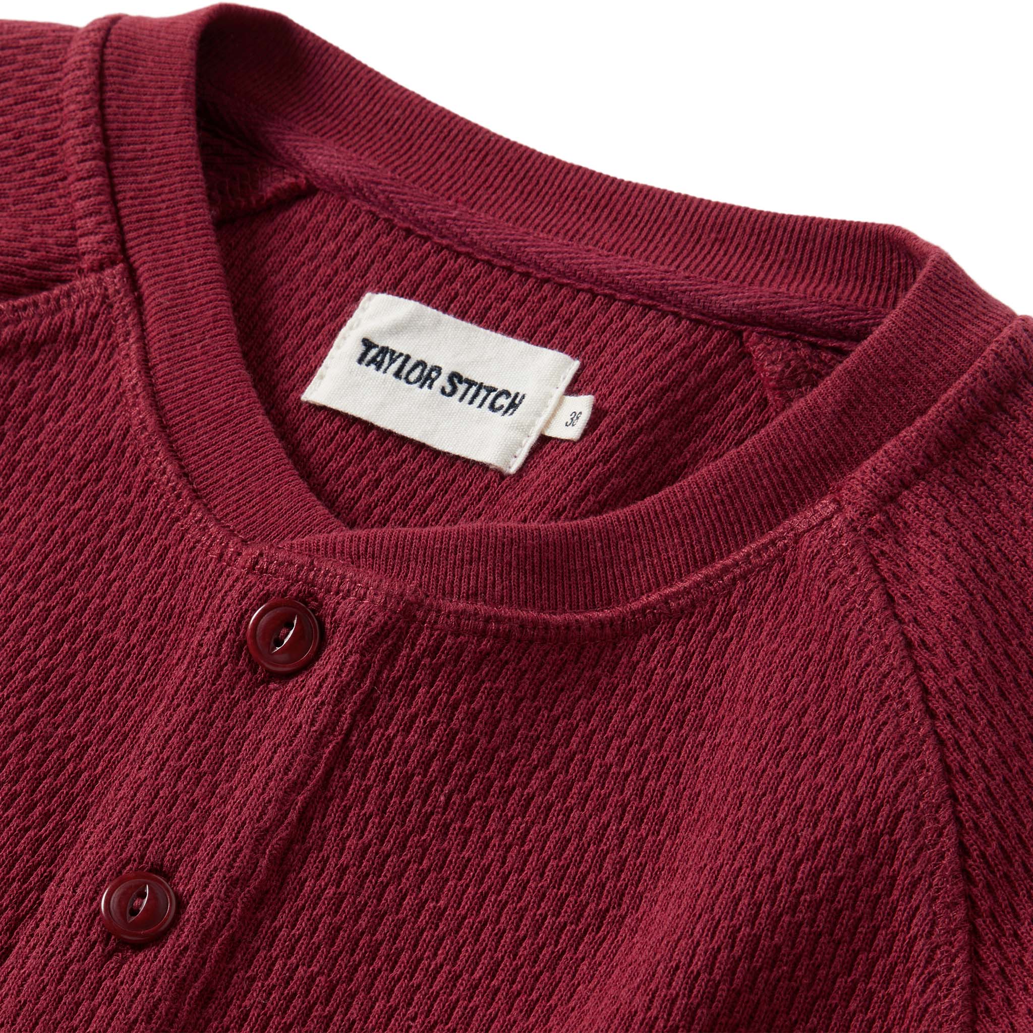 The Heavy Bag Waffle Henley in Burgundy - Image 5