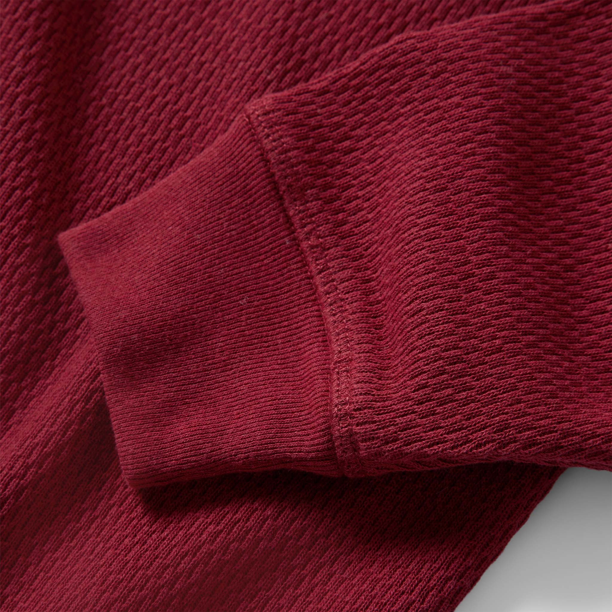 The Heavy Bag Waffle Henley in Burgundy - Image 6