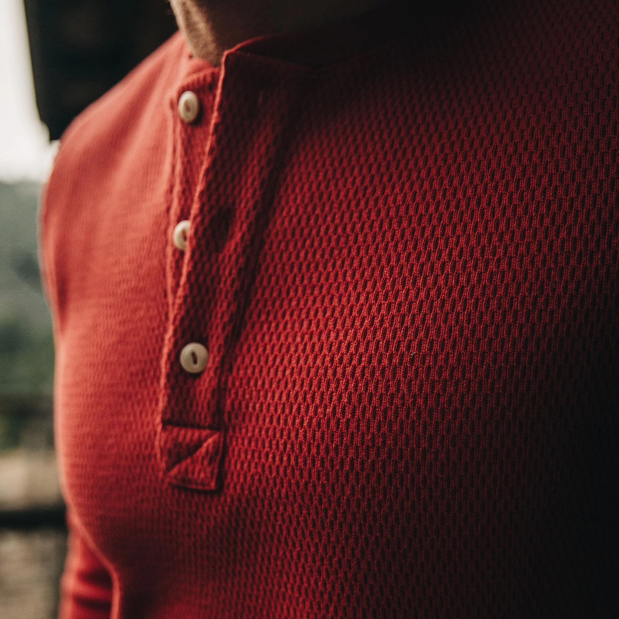 The Heavy Bag Waffle Henley in Cardinal - Image 4
