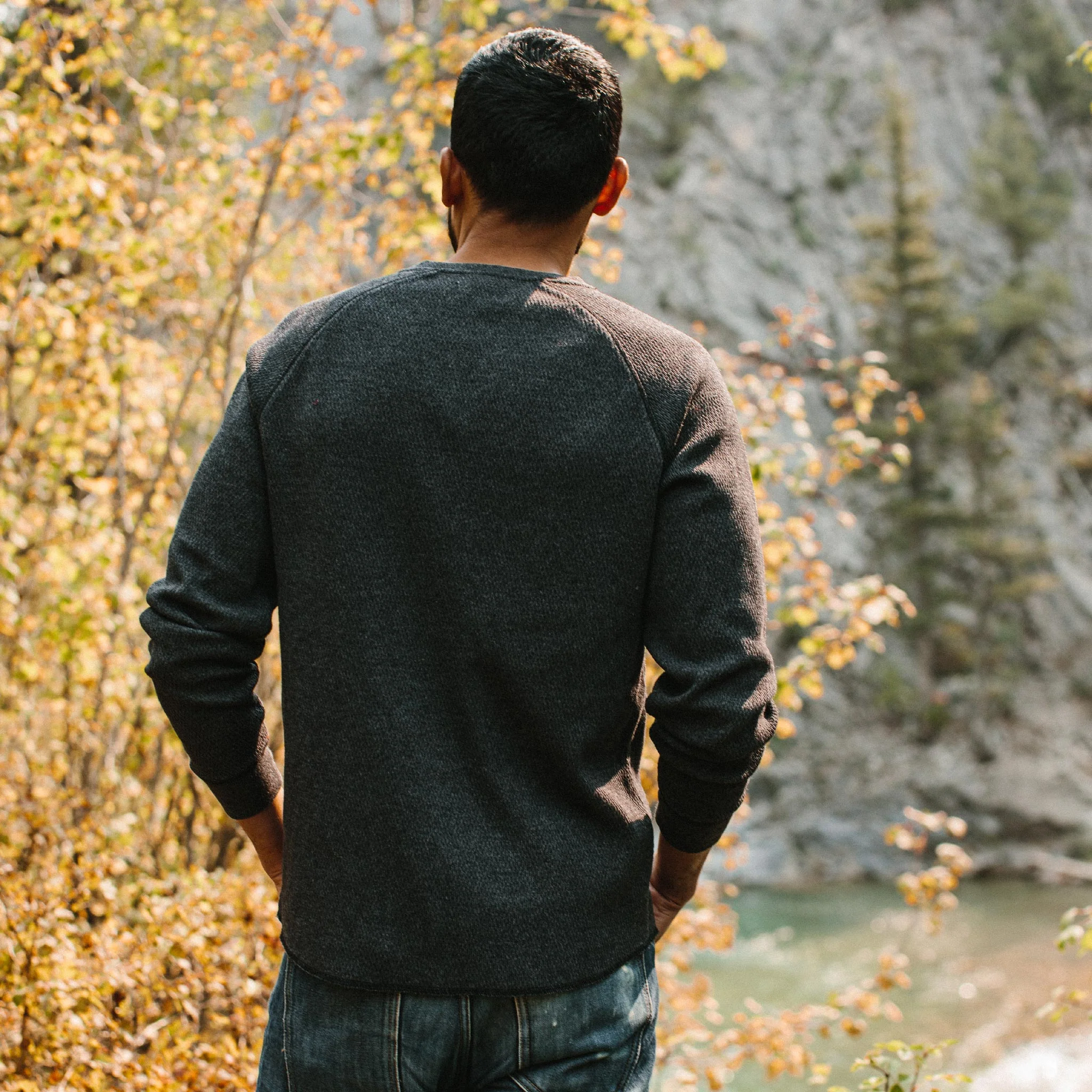 The Heavy Bag Waffle Henley in Coal - Image 5