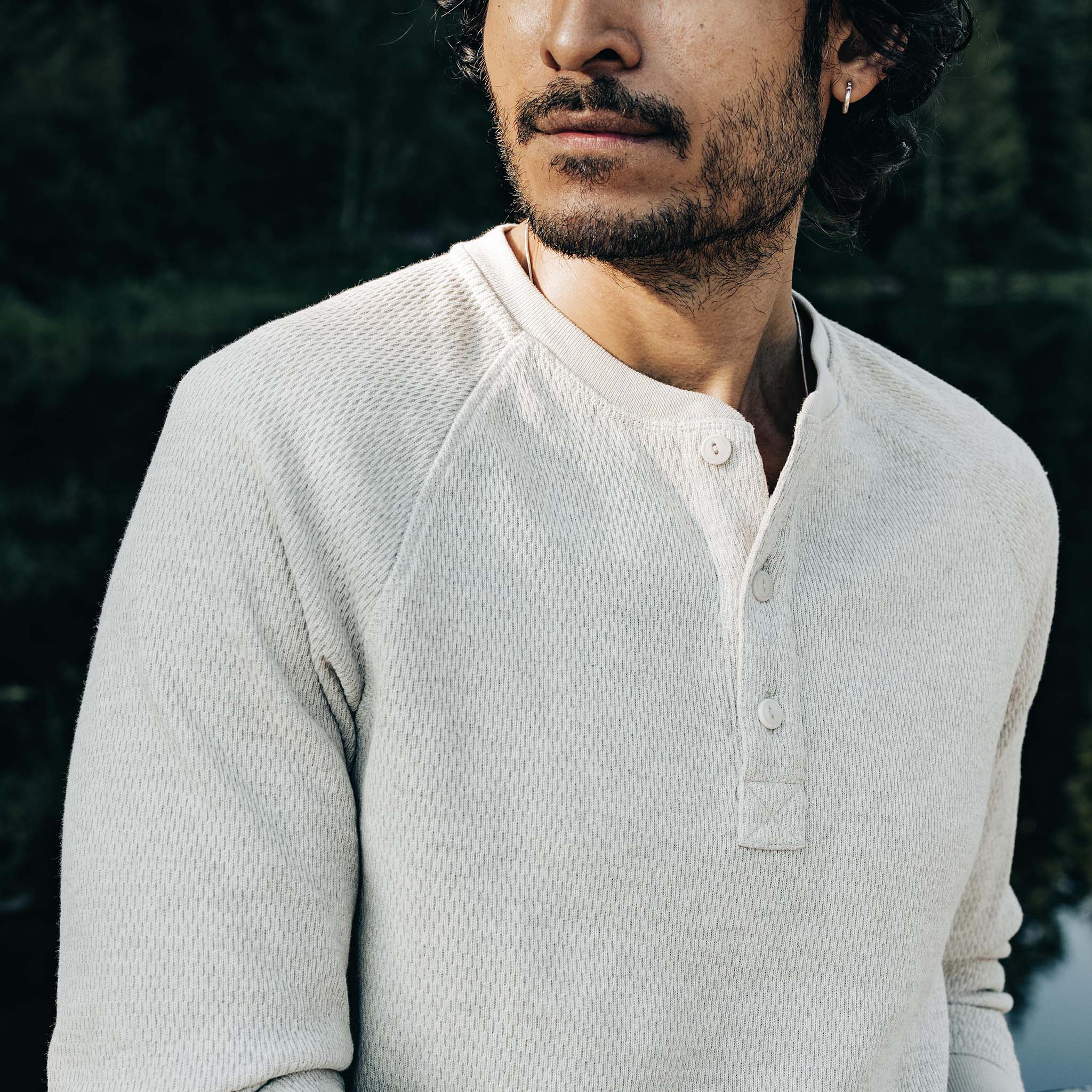 The Heavy Bag Waffle Henley in Oatmeal - Image 3