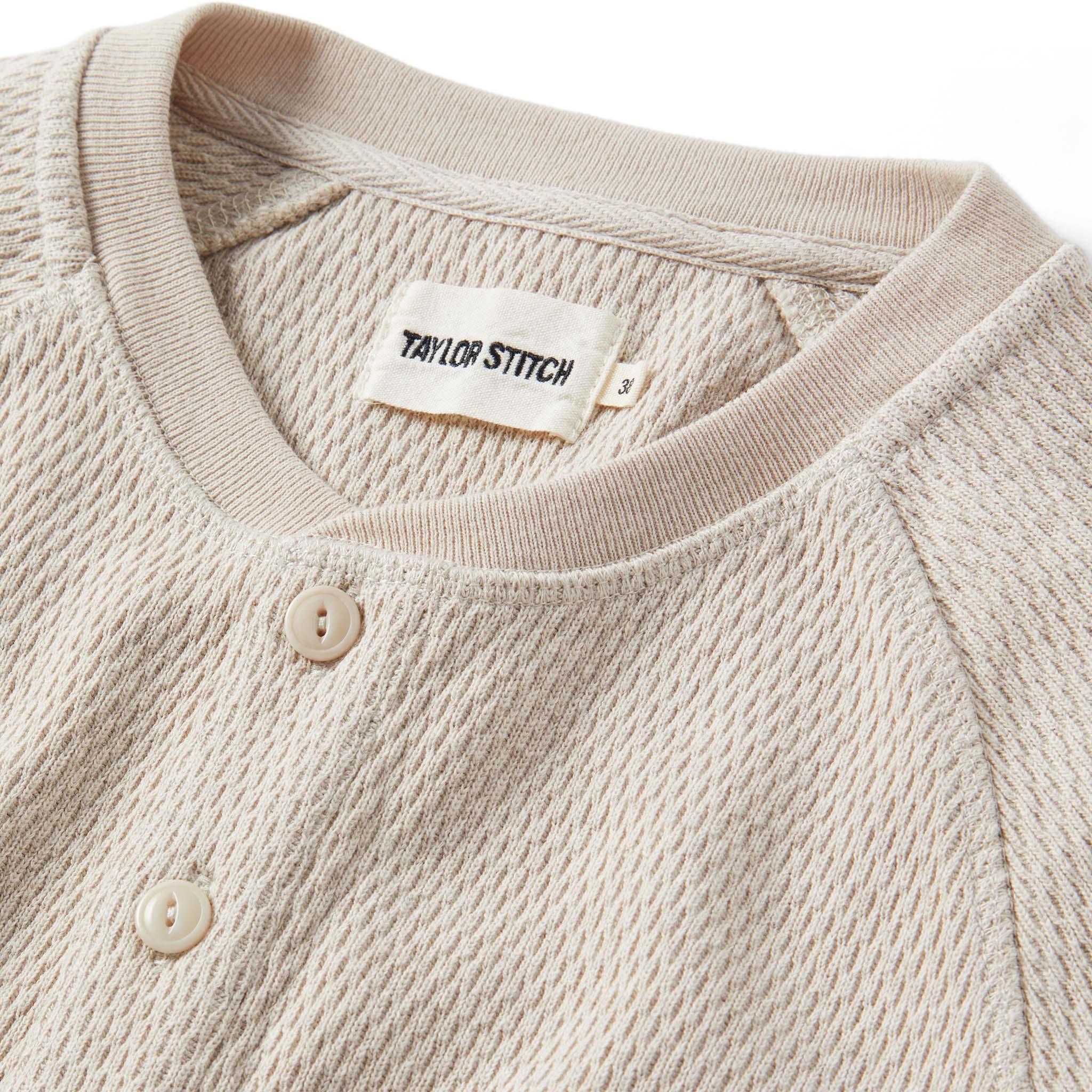 The Heavy Bag Waffle Henley in Oatmeal - Image 5