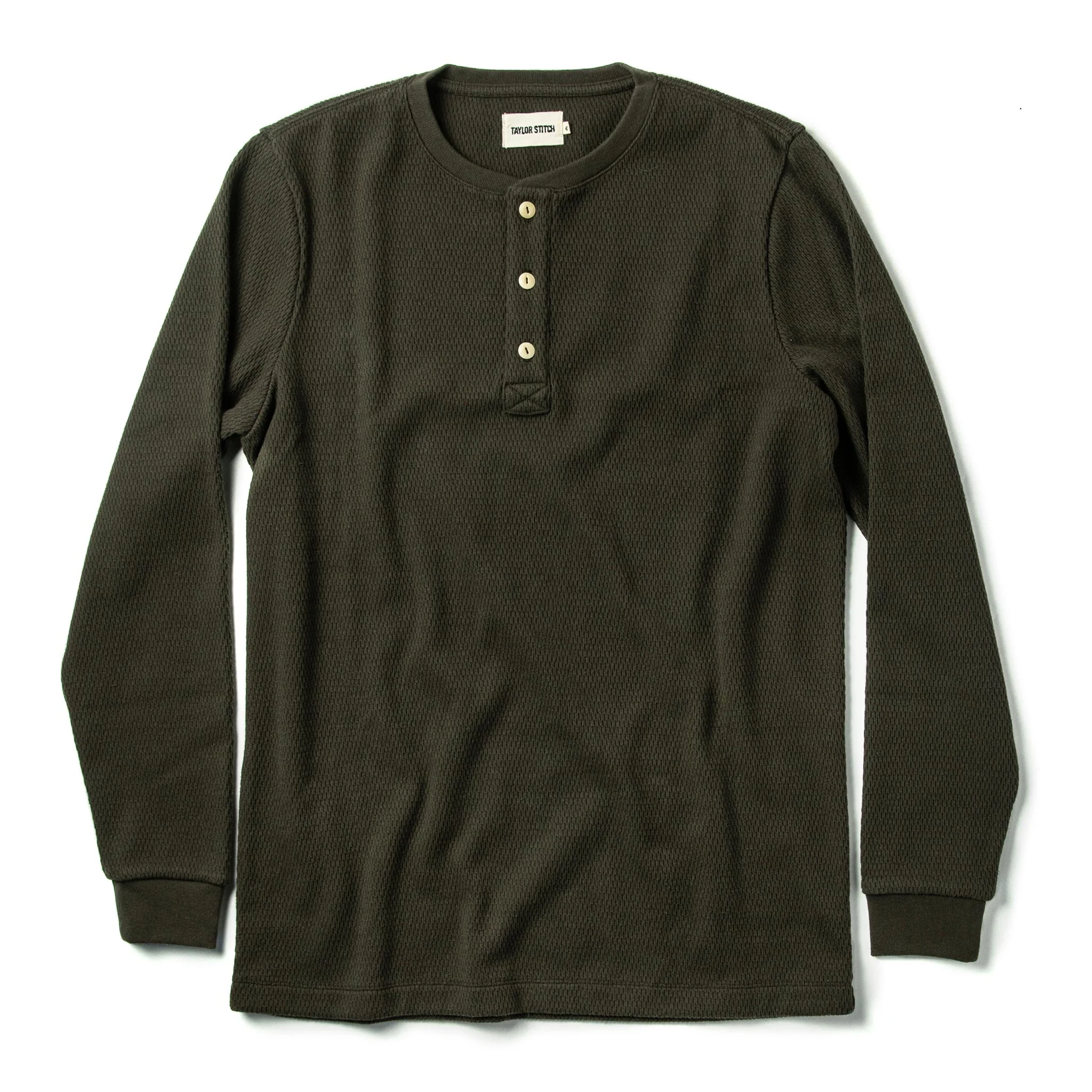 The Heavy Bag Waffle Henley in Olive