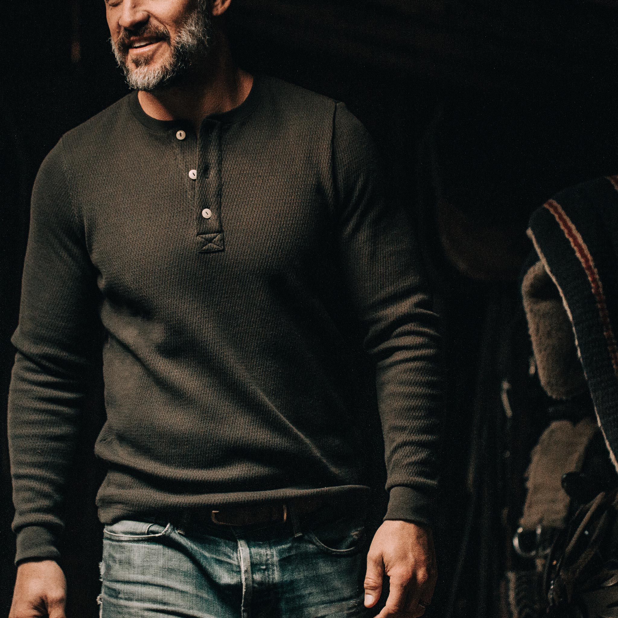 The Heavy Bag Waffle Henley in Olive - Image 5