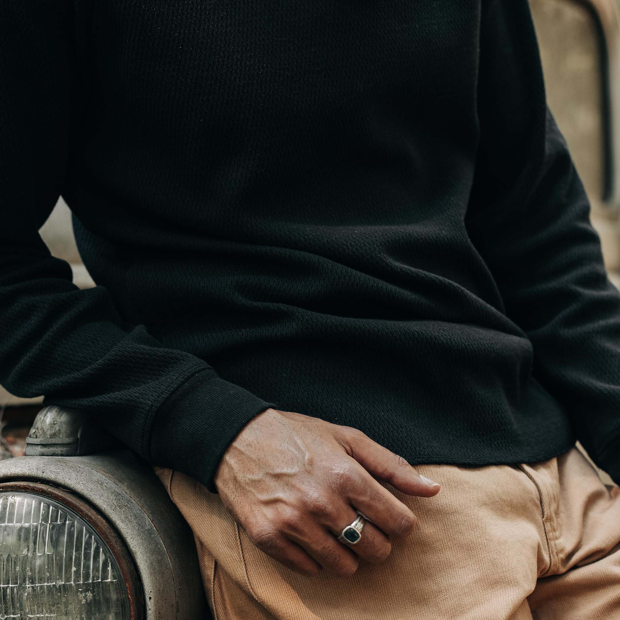 The Heavy Bag Waffle Long Sleeve in Coal - Image 4