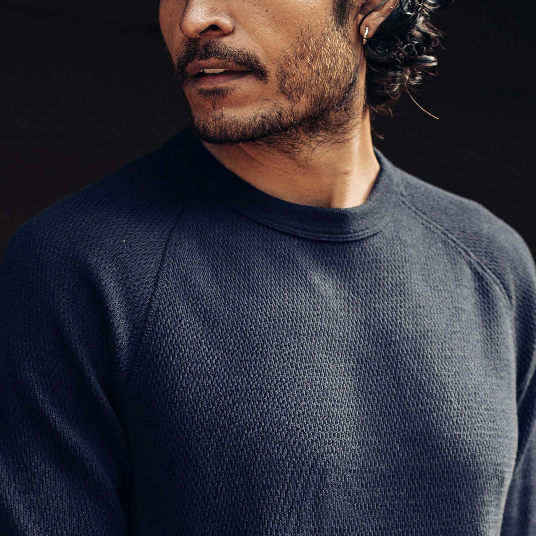 The Heavy Bag Waffle Long Sleeve in Navy - Image 3