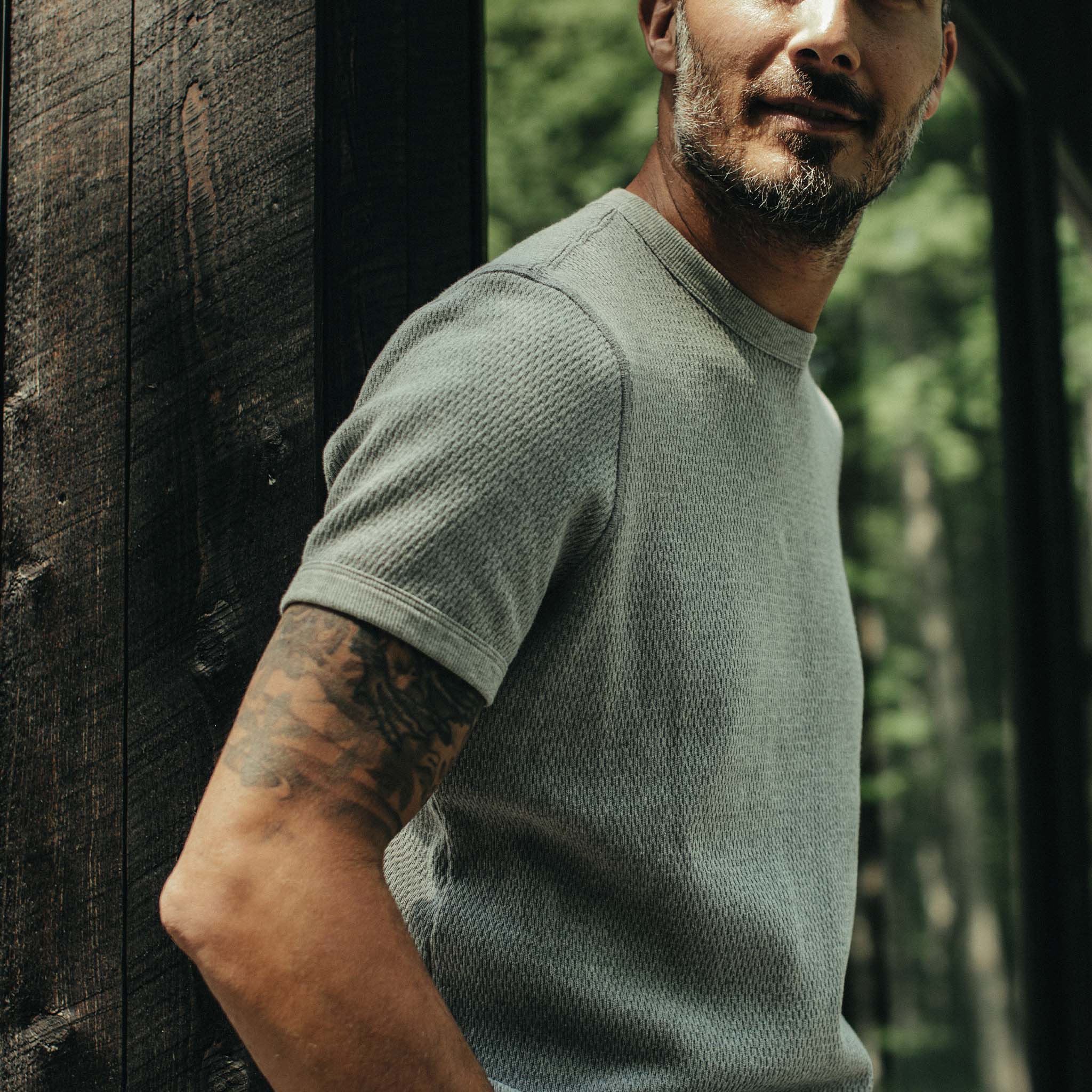 The Heavy Bag Waffle Short Sleeve in Aluminum - Image 3