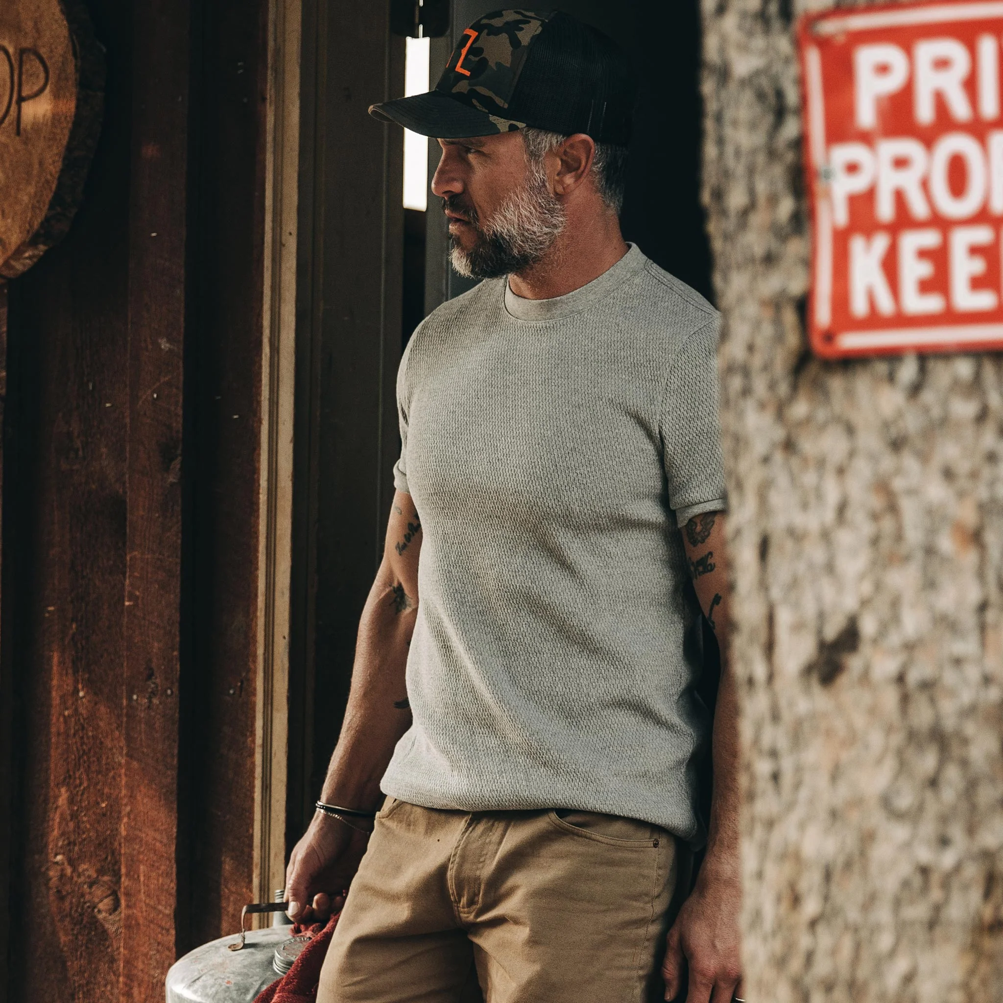 The Heavy Bag Waffle Short Sleeve in Ash - Image 5