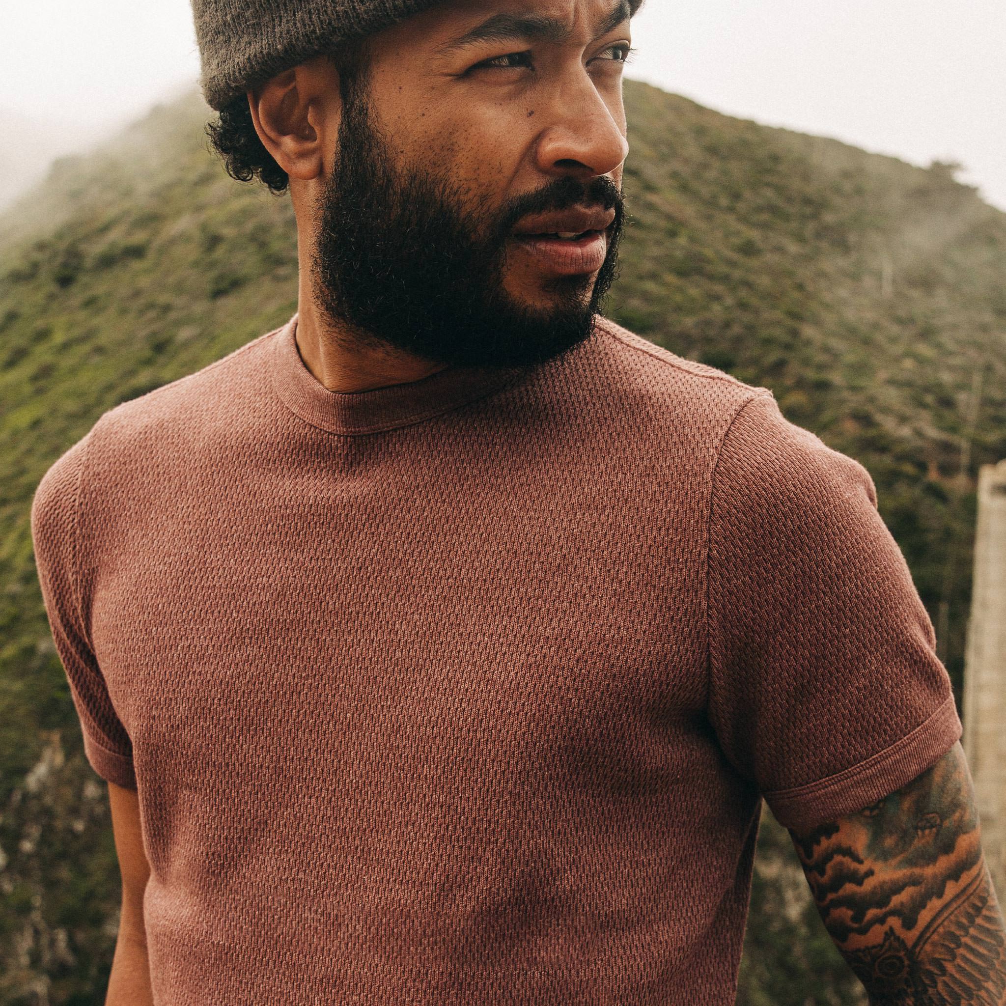 The Heavy Bag Waffle Short Sleeve in Burgundy - Image 3