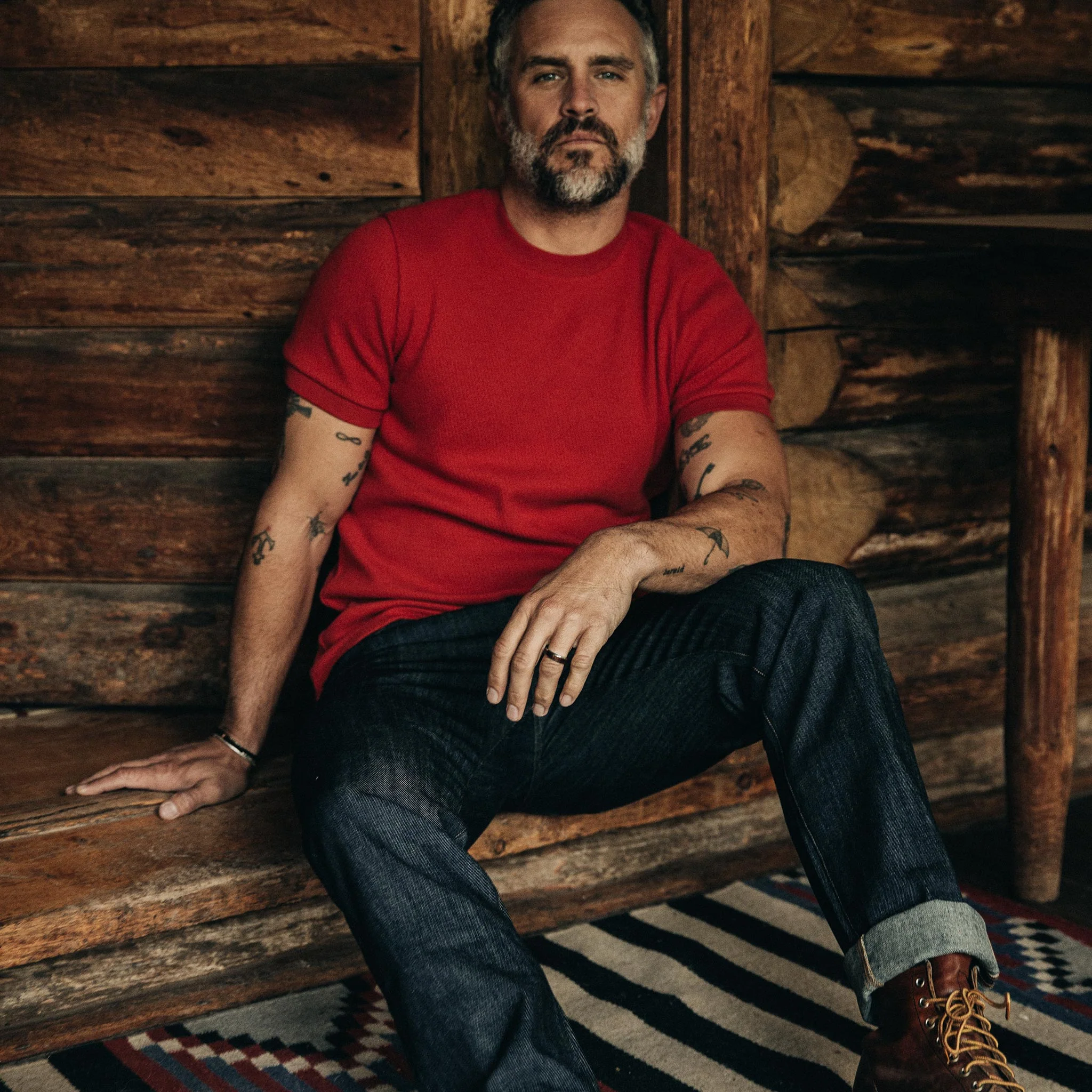 The Heavy Bag Waffle Short Sleeve in Cardinal - Image 2