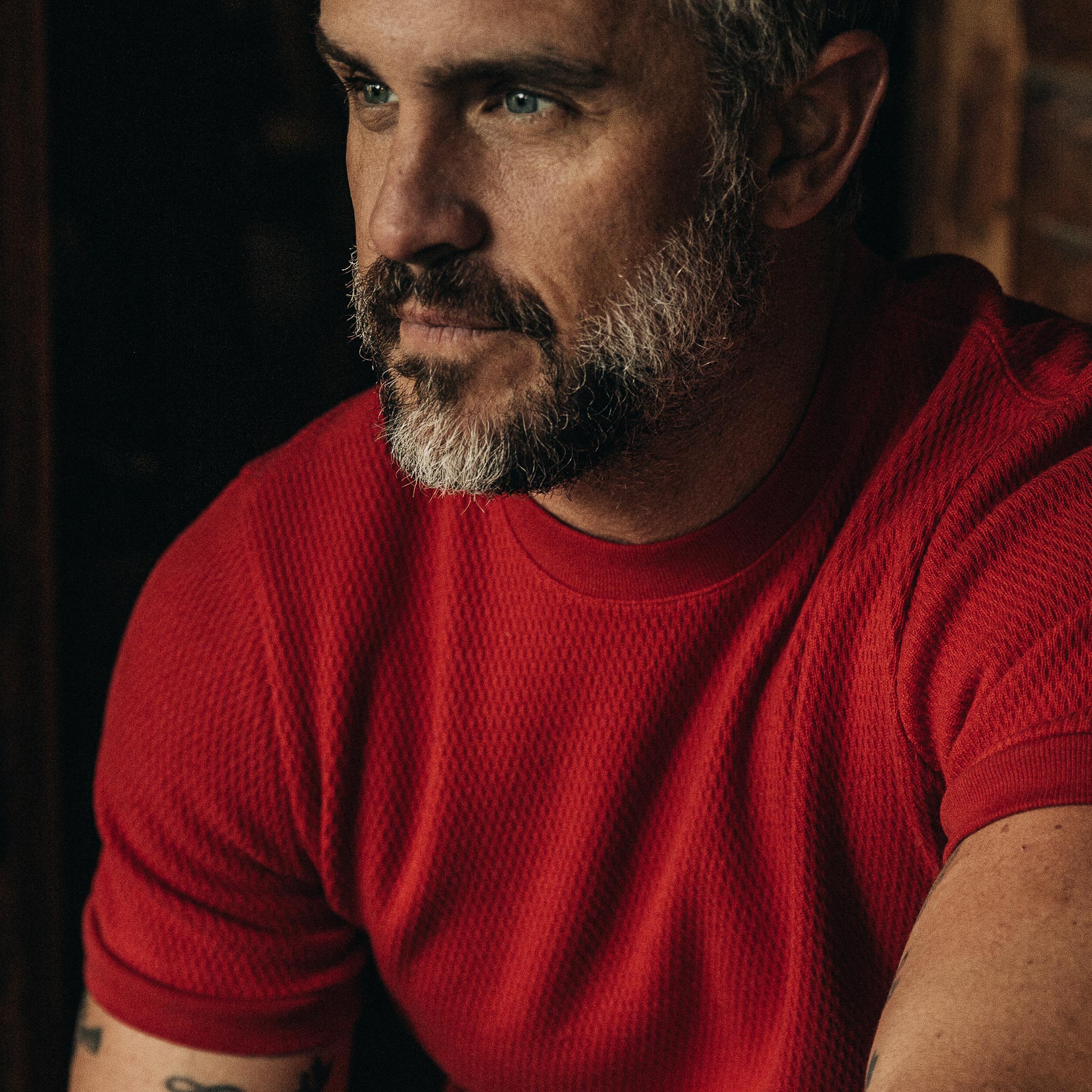The Heavy Bag Waffle Short Sleeve in Cardinal - Image 3