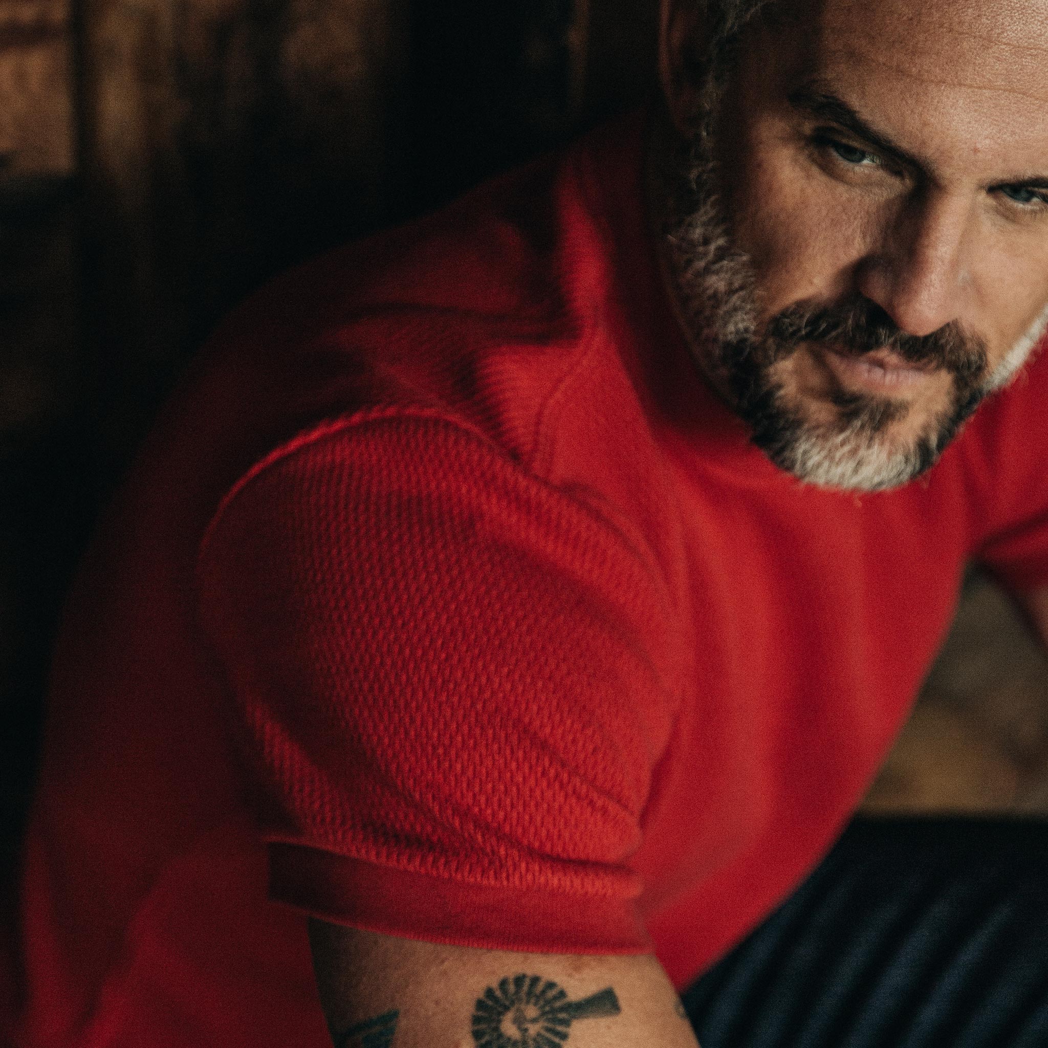 The Heavy Bag Waffle Short Sleeve in Cardinal - Image 4