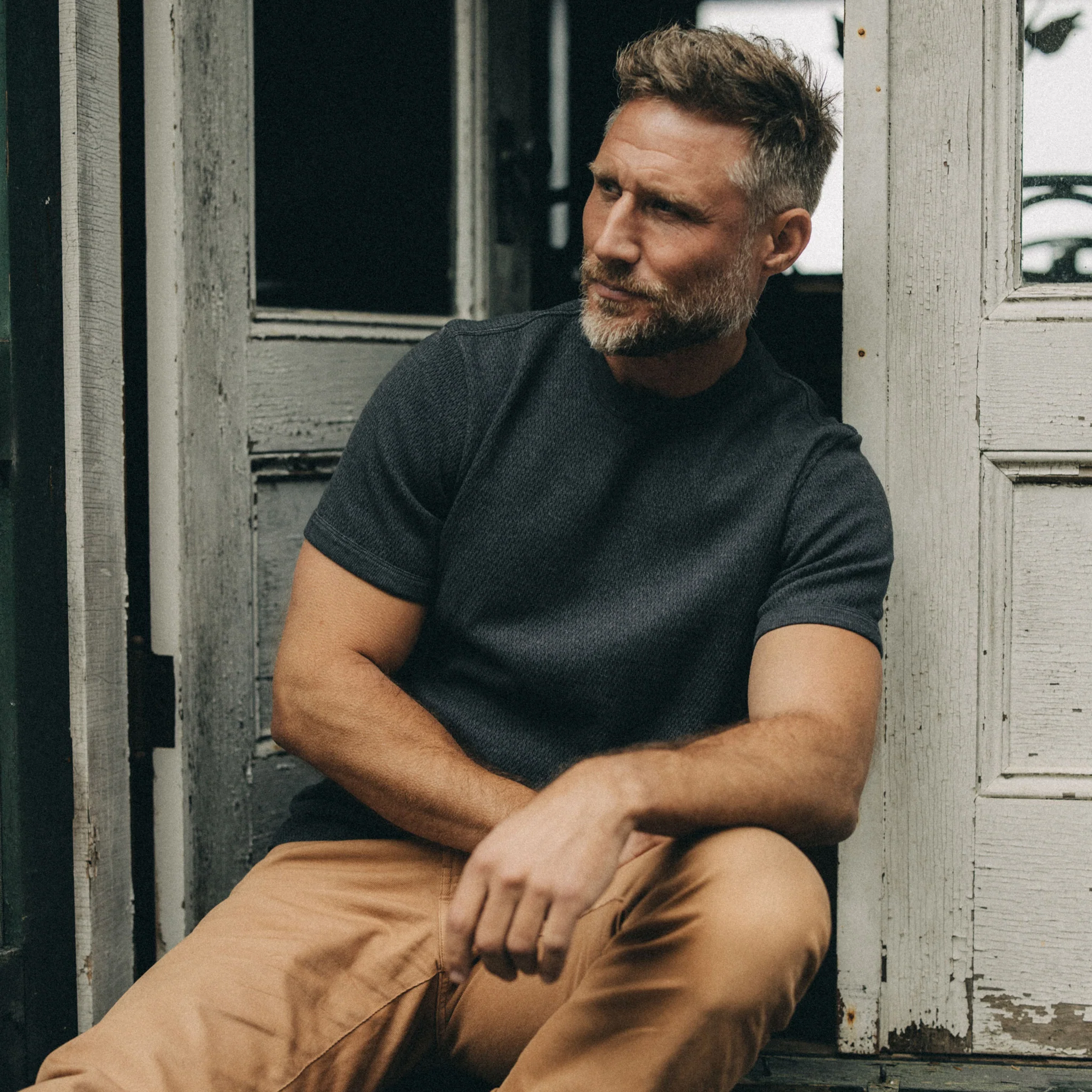 The Heavy Bag Waffle Short Sleeve in Faded Black - Image 2